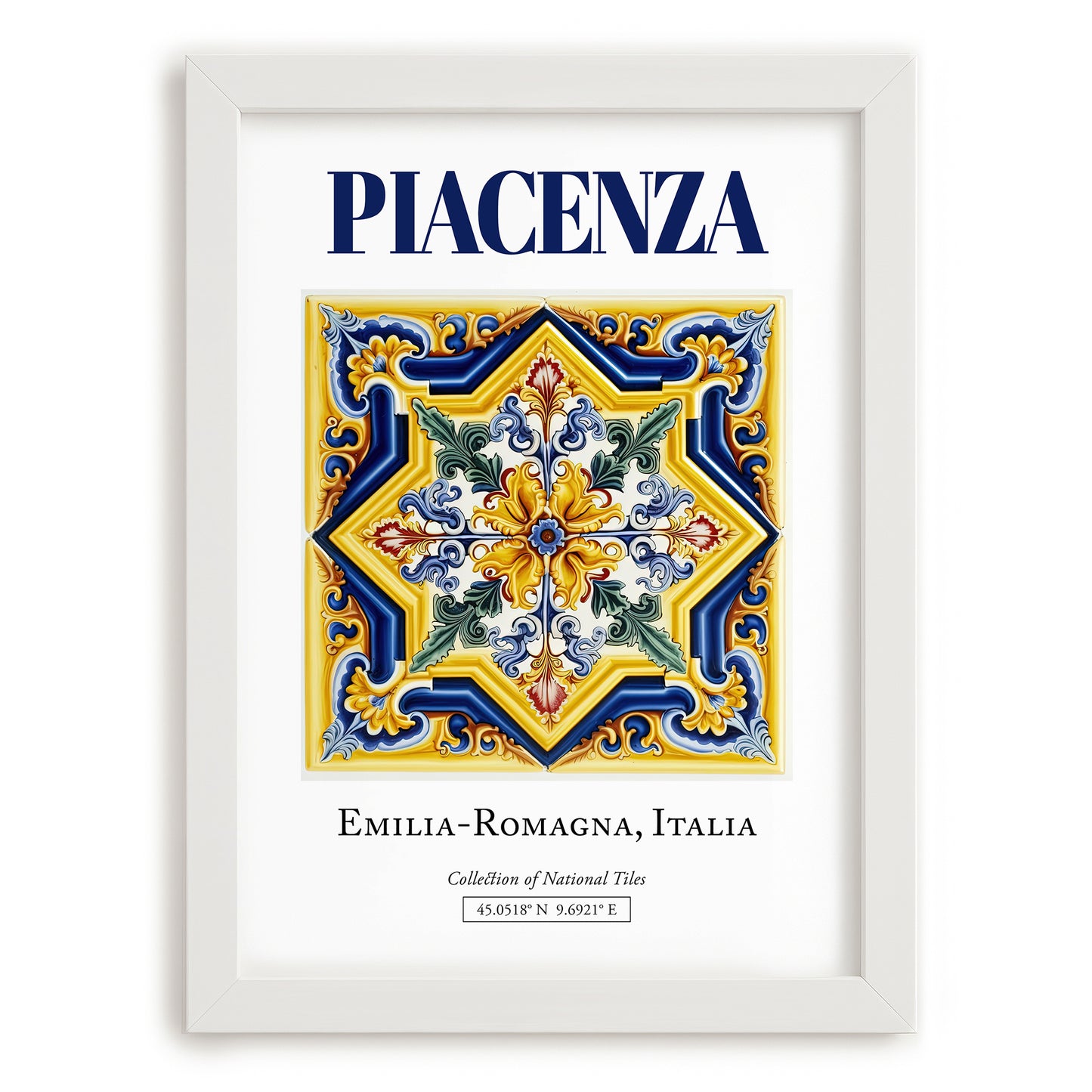 Piacenza, Italy – Travel Wall Art, placed in minimal white frame