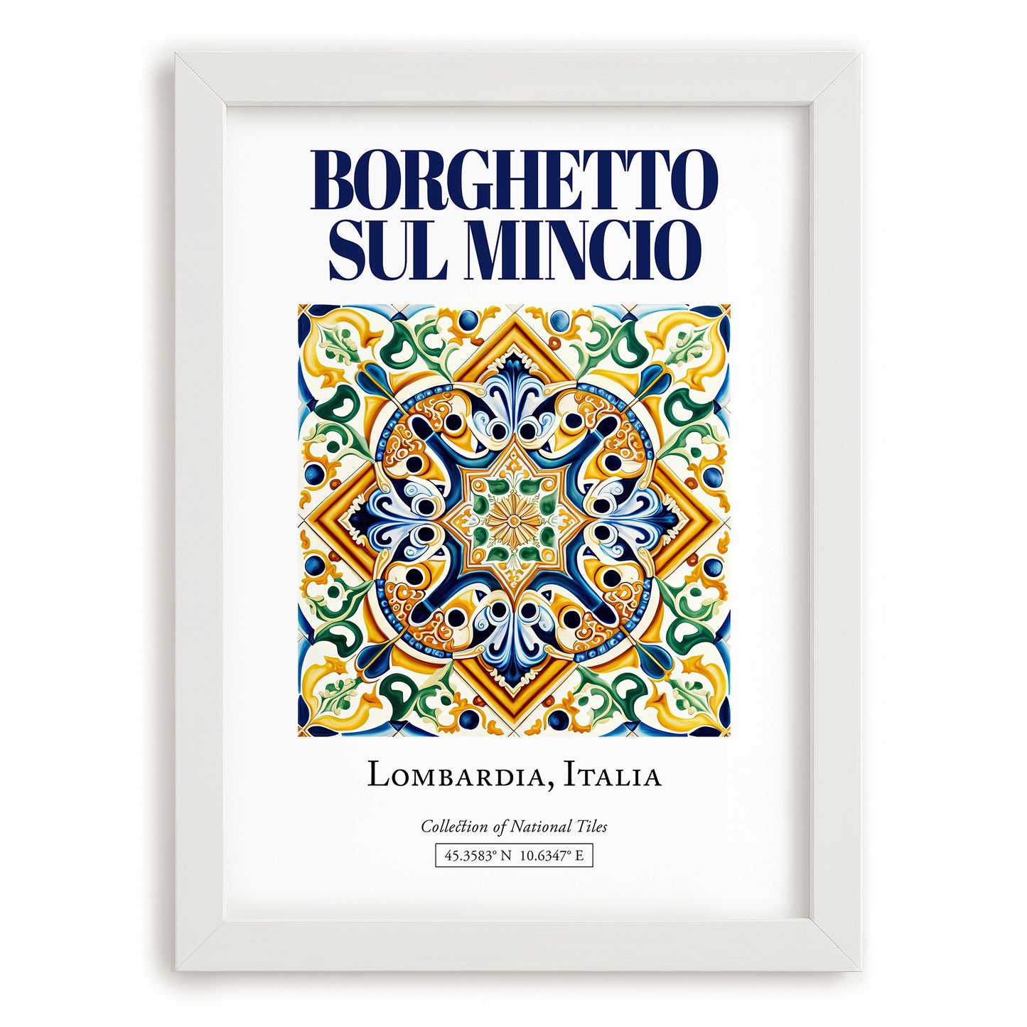 Borghetto sul Mincio, Italy – Travel Print, placed in minimal white frame