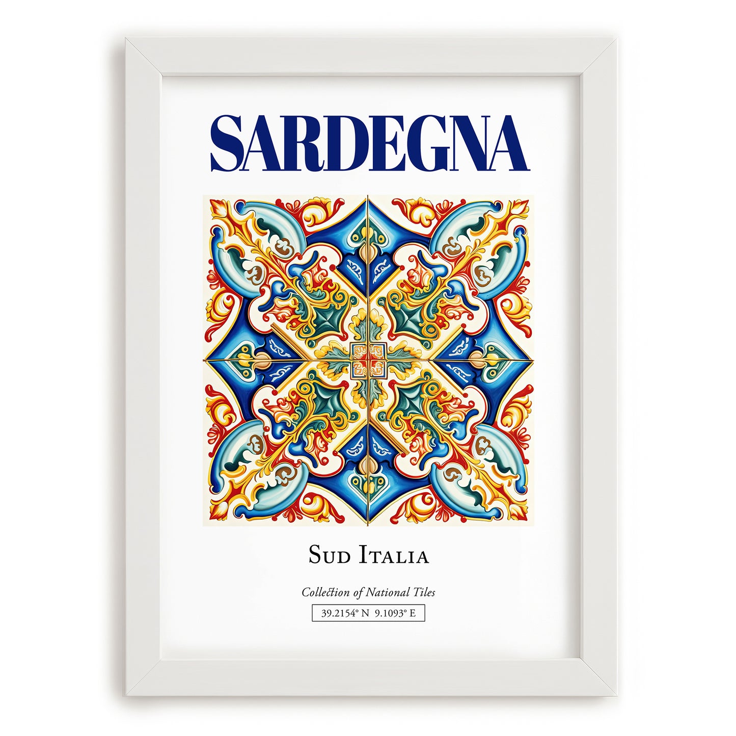 Sardegna (Sardinia), Italy – Travel Print, placed in minimal white frame