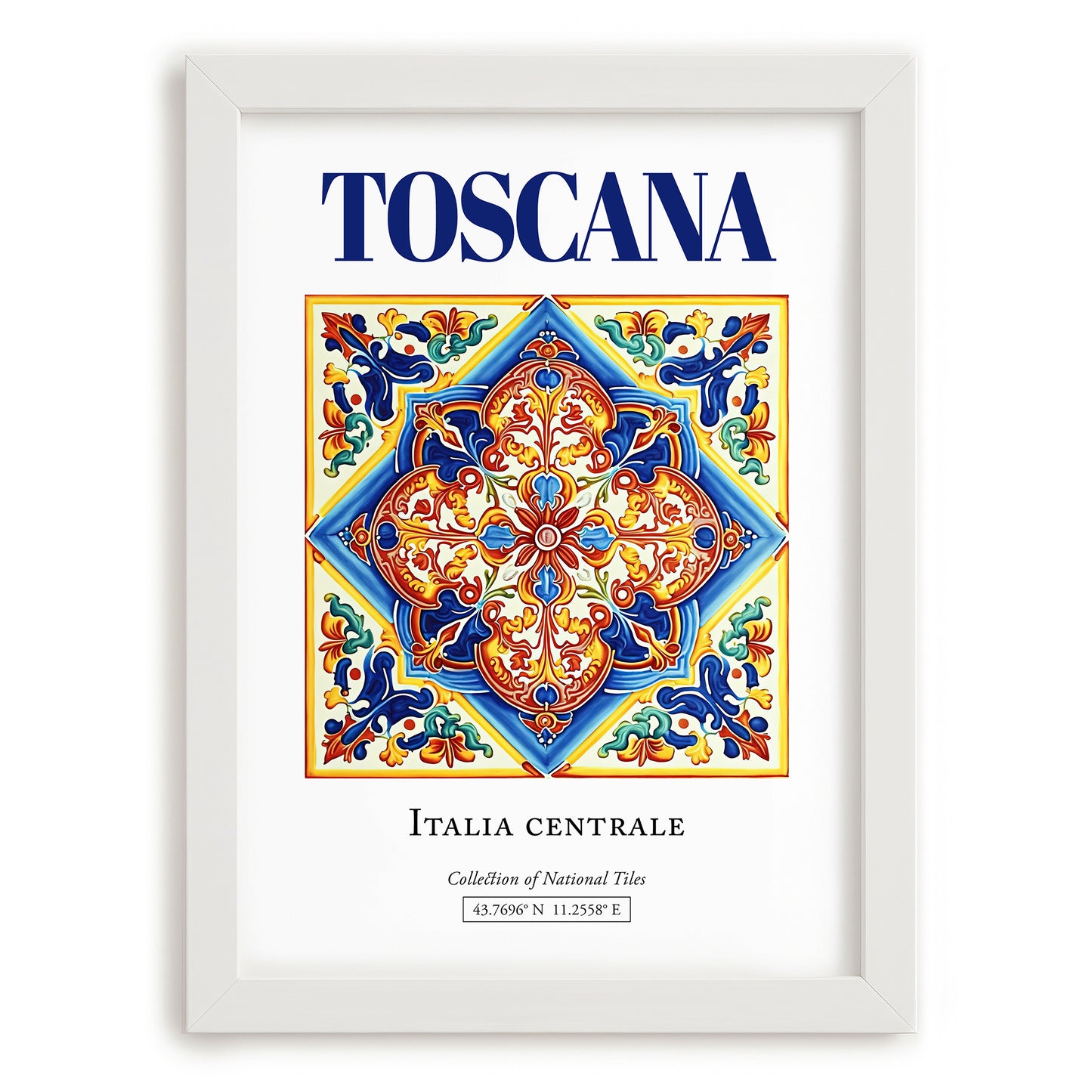 Toscana (Tuscany), Italy – Travel Wall Decor, placed in minimal white frame