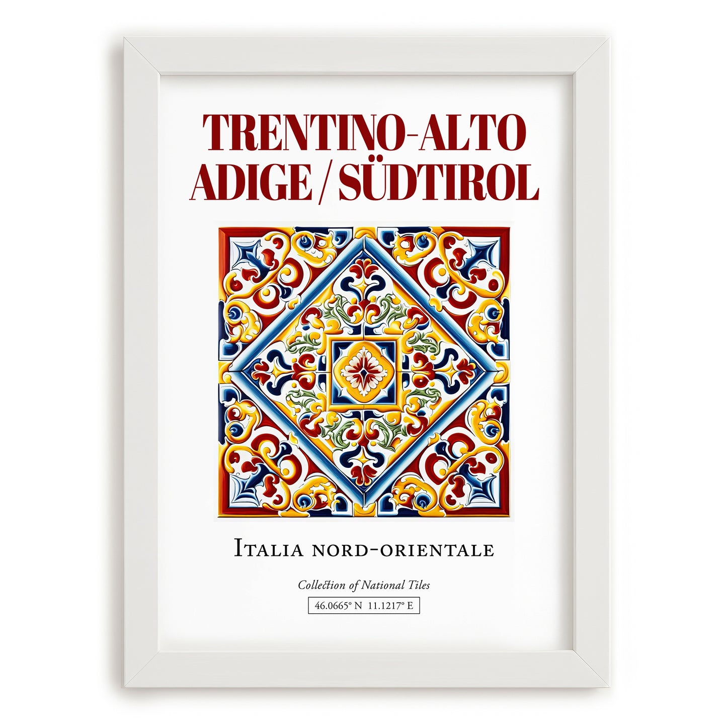 Trentino-Alto Adige/Südtirol, Italy – Travel Print, placed in minimal white frame