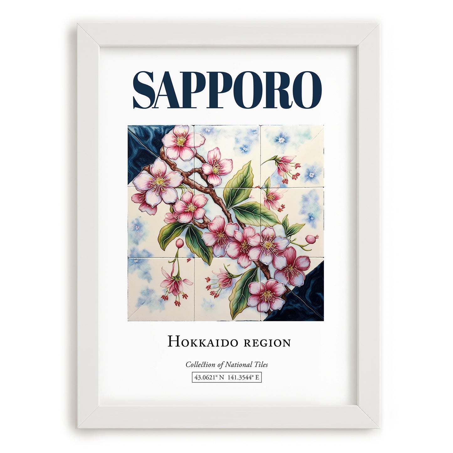 Sapporo, Japan – Global Cities Wall Print, placed in minimal white frame