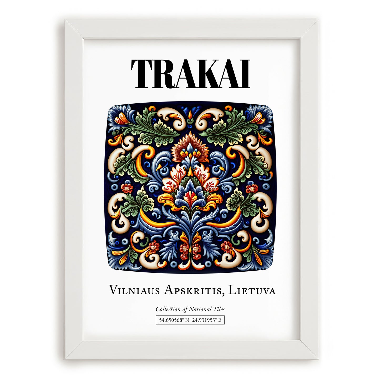 Trakai, Lithuania – Travel Poster, placed in minimal white frame