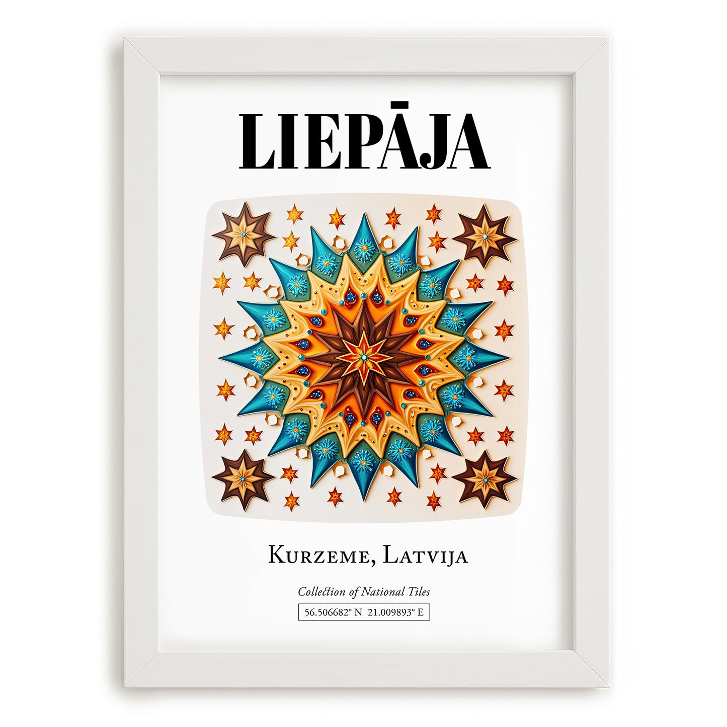 Liepāja, Latvia – National Pride Wall Decor, placed in minimal white frame