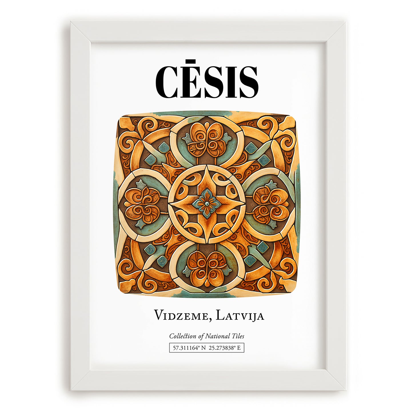 Cēsis, Latvia – Travel Wall Decor, placed in minimal white frame