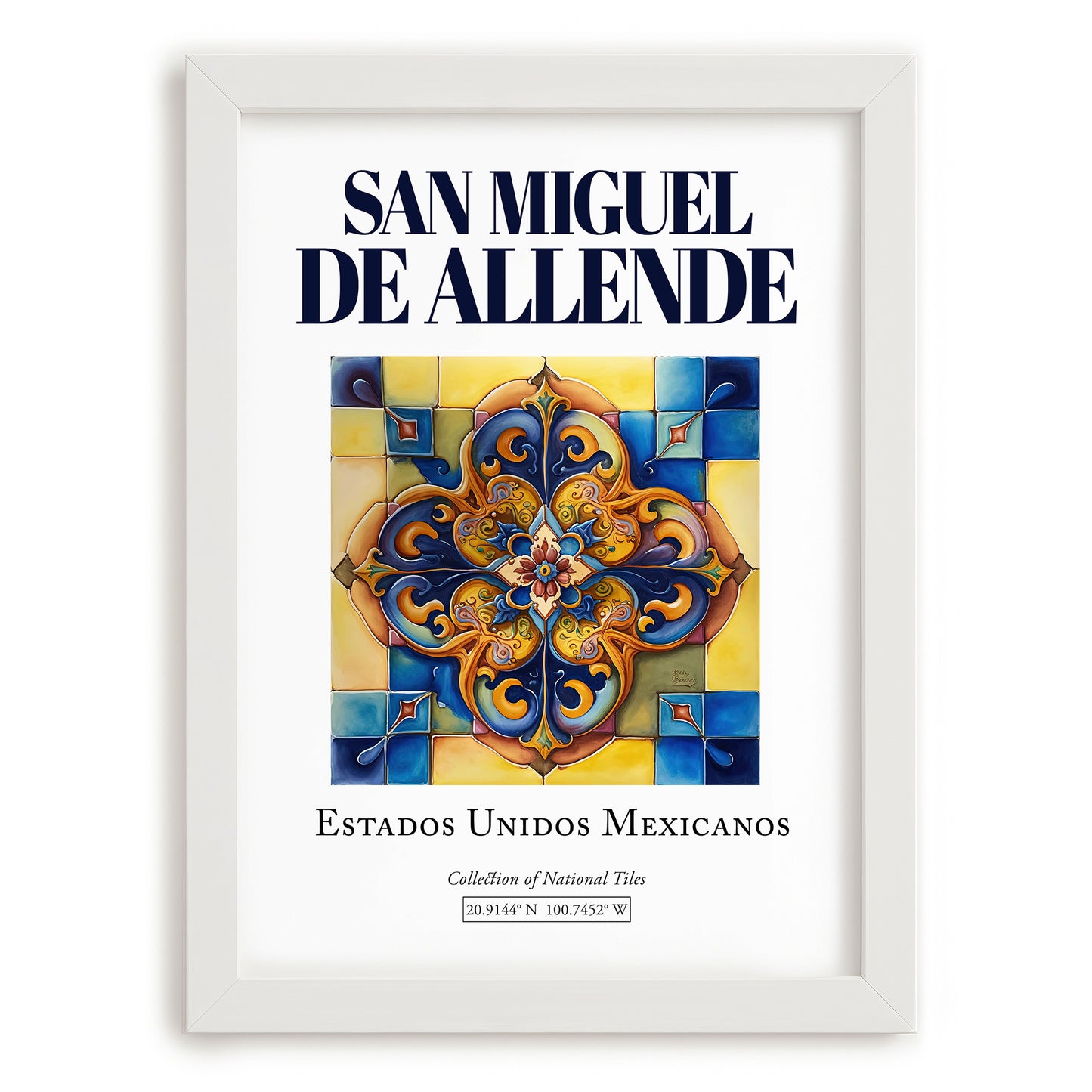 San Miguel de Allende, Mexico – National Pride Wall Decor, placed in minimal white frame