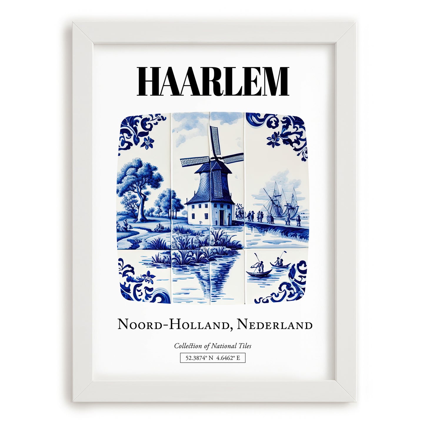 Haarlem, Netherlands – Travel Print, placed in minimal white frame