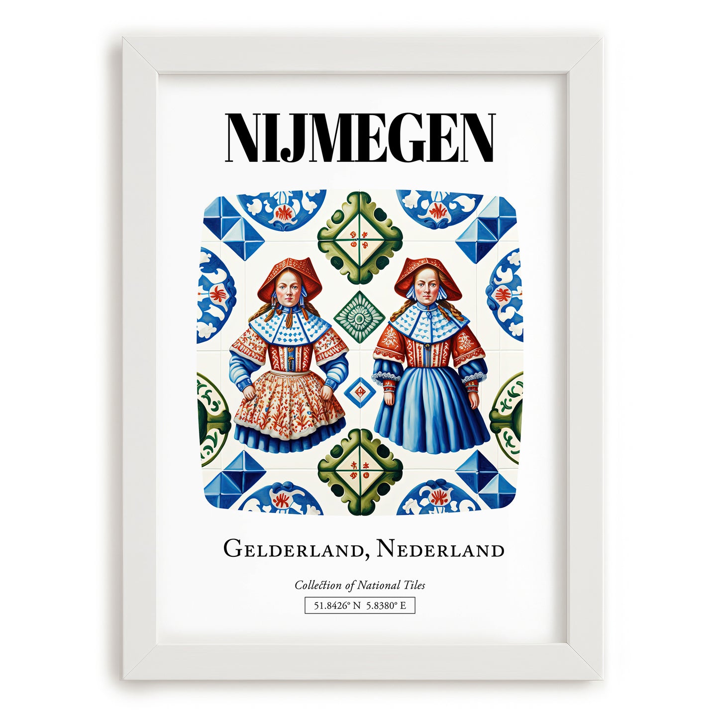 Nijmegen, Netherlands – Travel Poster, placed in minimal white frame