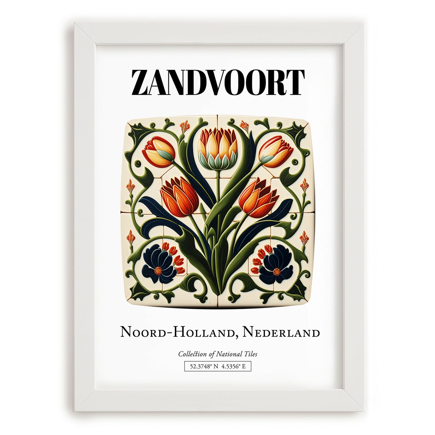 Zandvoort, Netherlands – Travel Wall Art, placed in minimal white frame