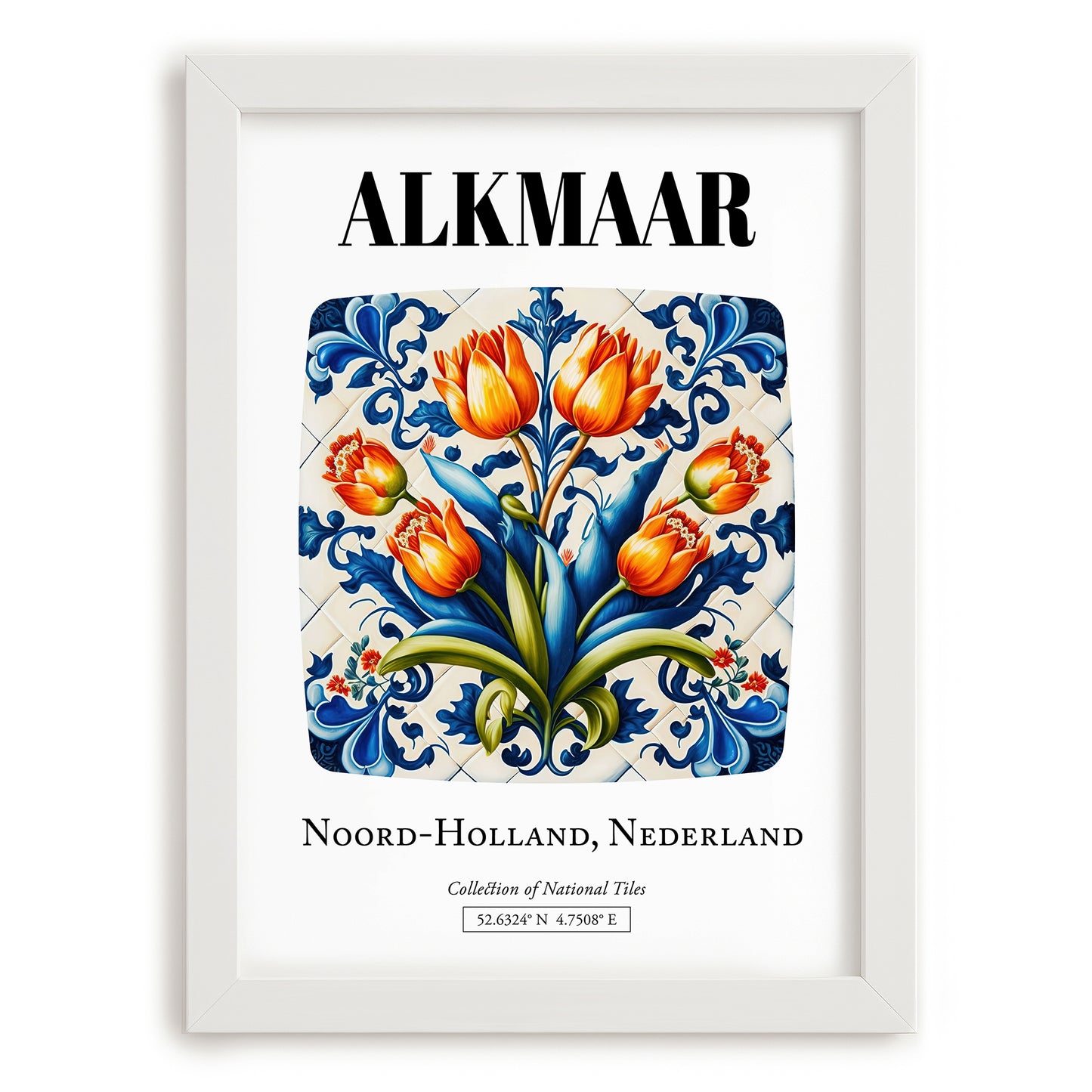 Alkmaar, Netherlands – Travel Destination Art, placed in minimal white frame