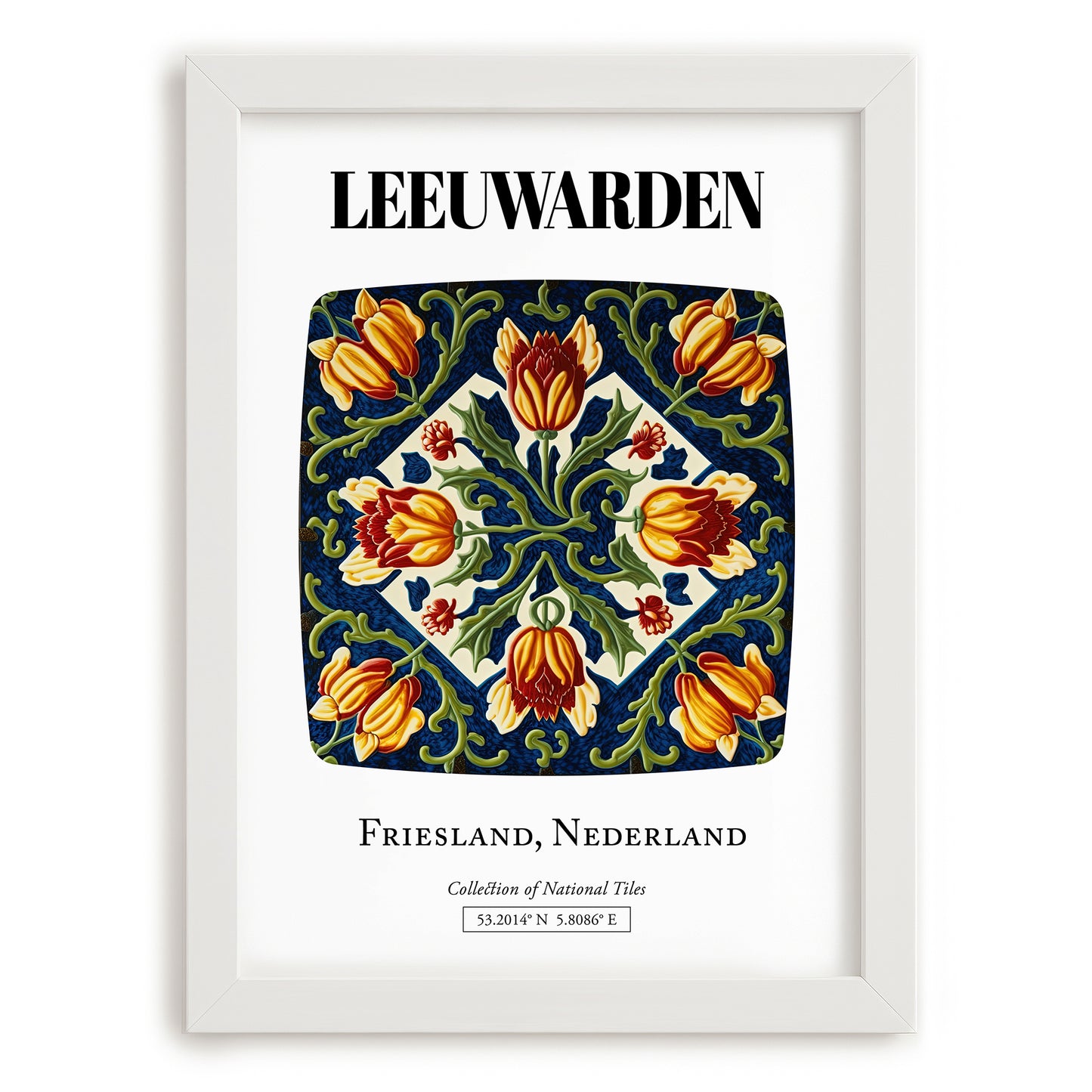 Leeuwarden, Netherlands – Wanderlust-Inspired Poster, placed in minimal white frame
