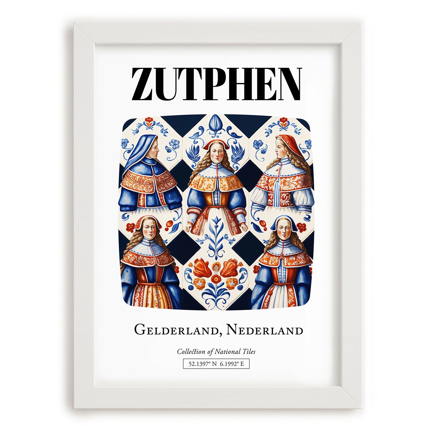 Zutphen, Netherlands – Travel Print, placed in minimal white frame