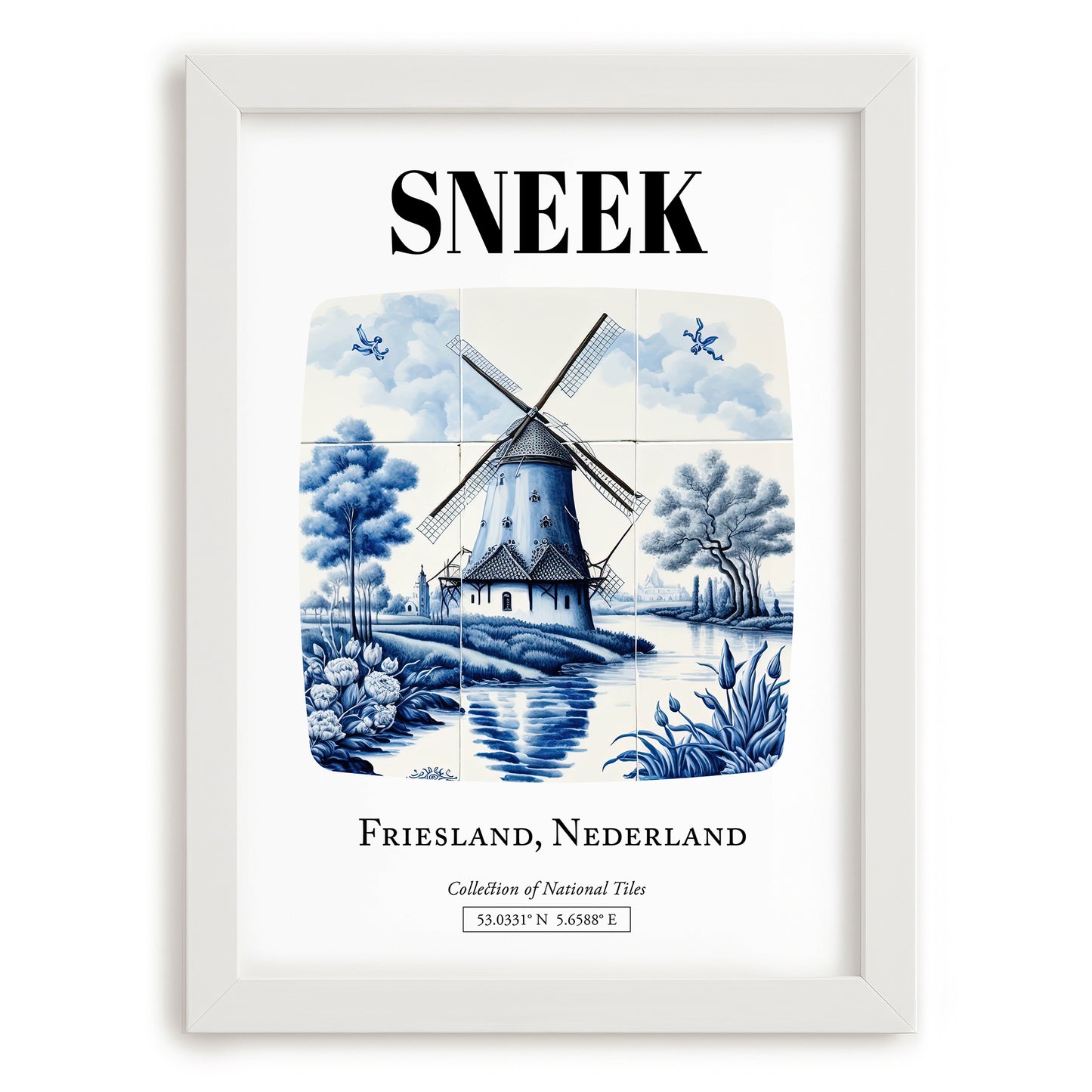 Sneek, Netherlands – Tourist Destination Poster, placed in minimal white frame