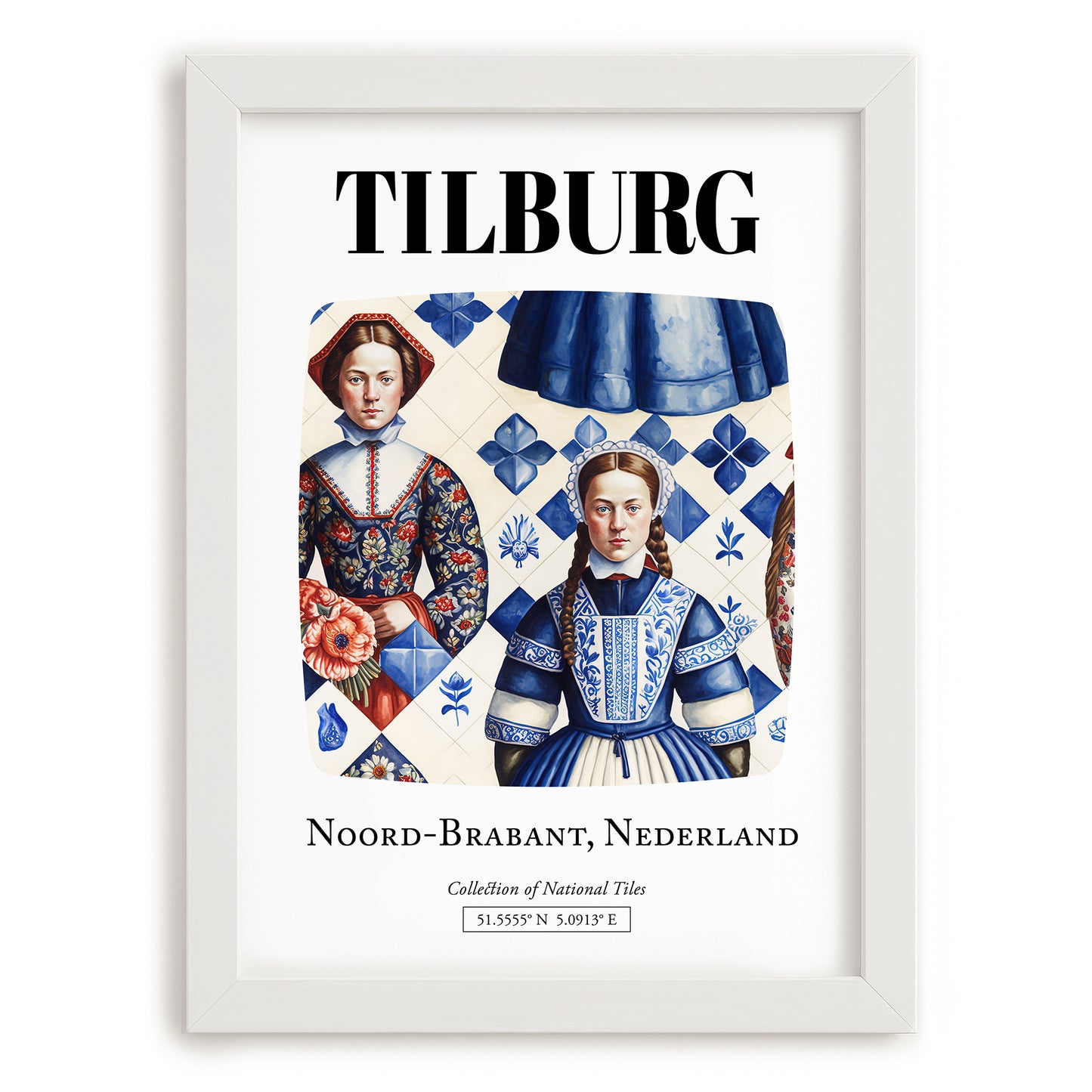 Tilburg, Netherlands – Travel Print, placed in minimal white frame