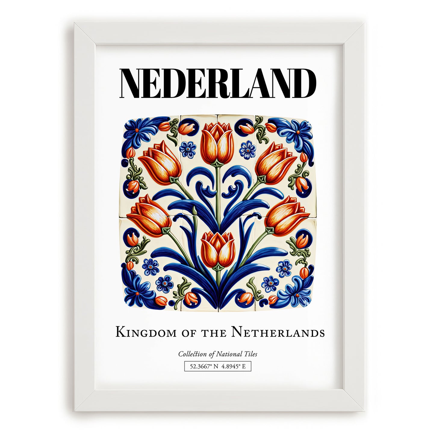 Nederland, Netherlands – Architectural Travel Art, placed in minimal white frame