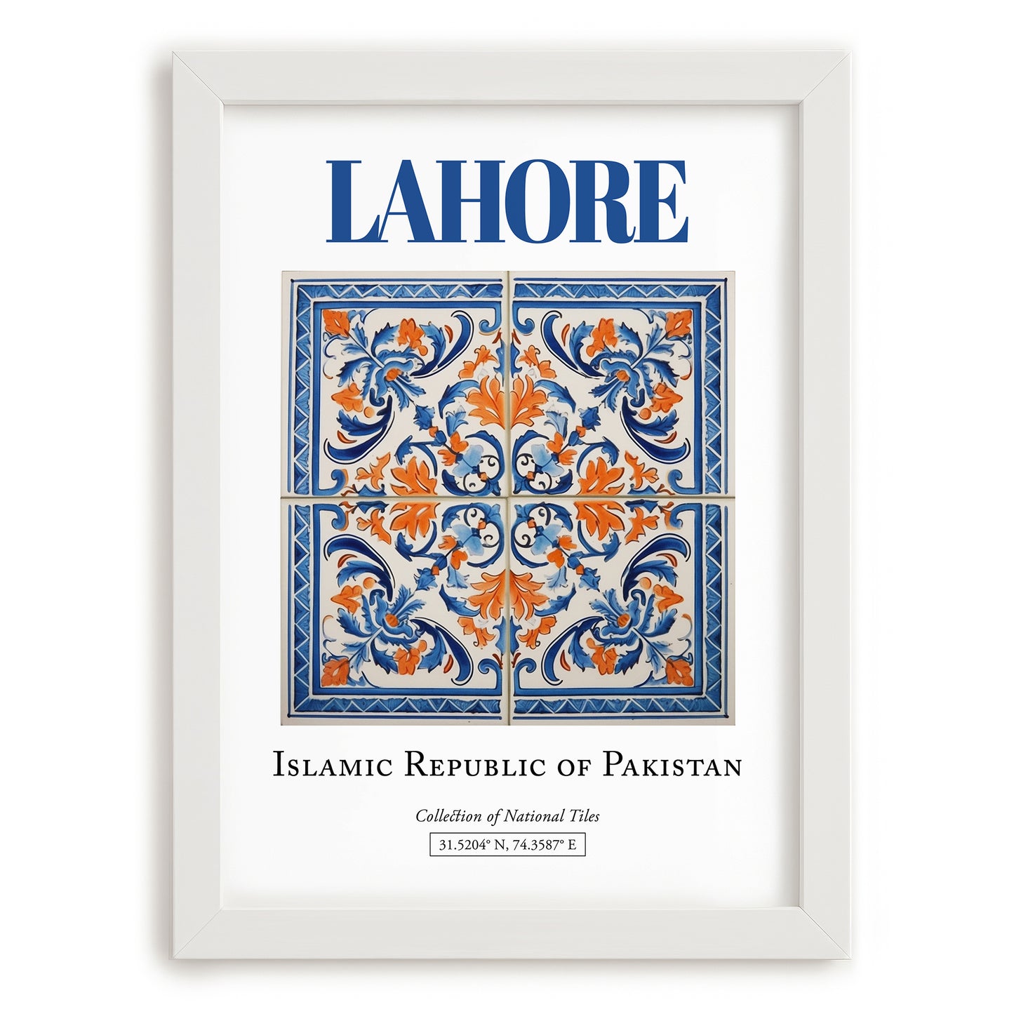 Lahore, Pakistan – Travel Wall Art, placed in minimal white frame