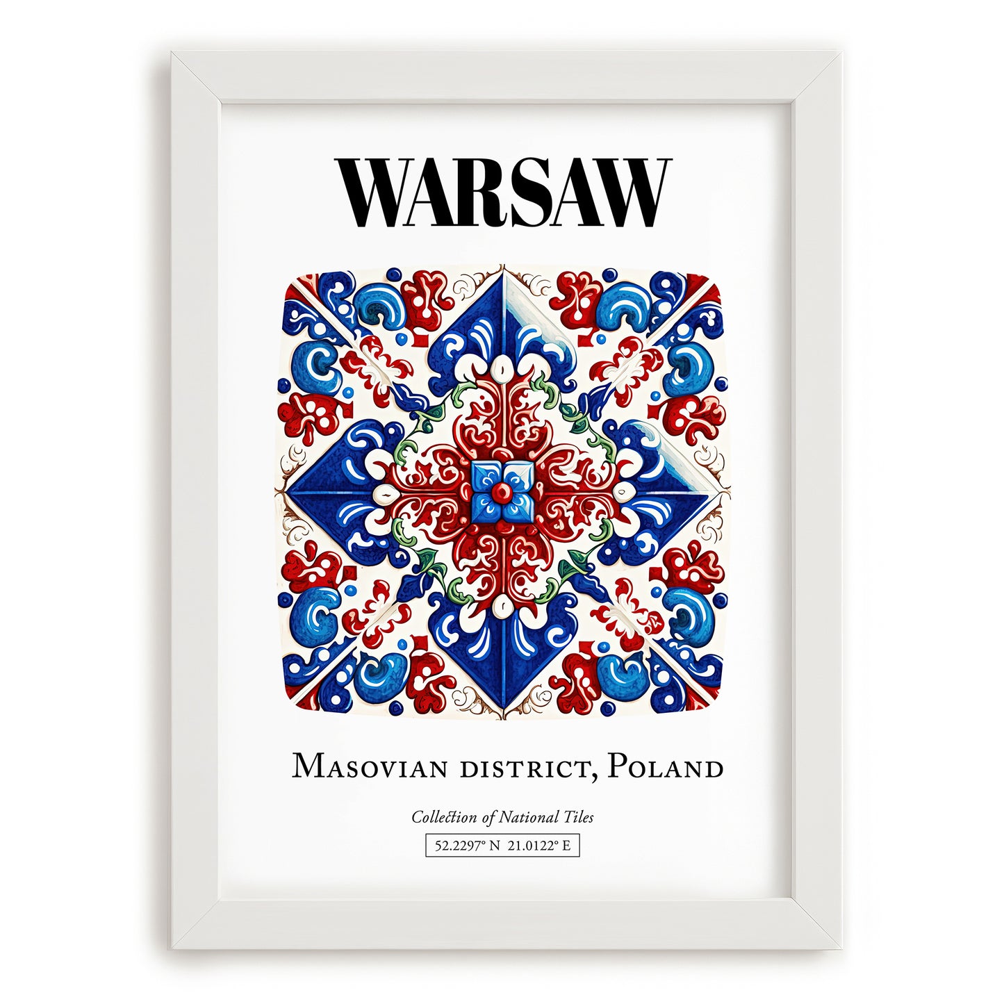 Warsaw, Poland – World Travel Art, placed in minimal white frame