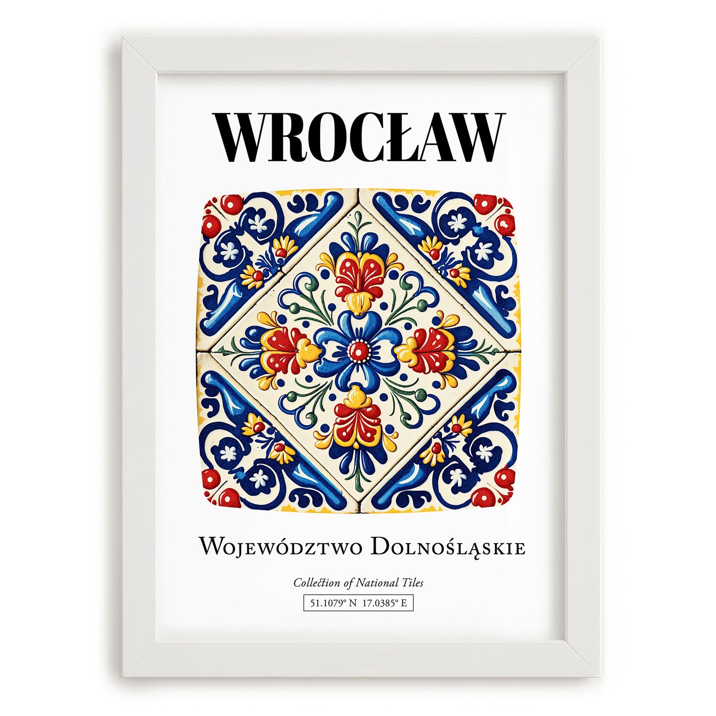 Wrocław, Poland – Cityscape Wall Art, placed in minimal white frame