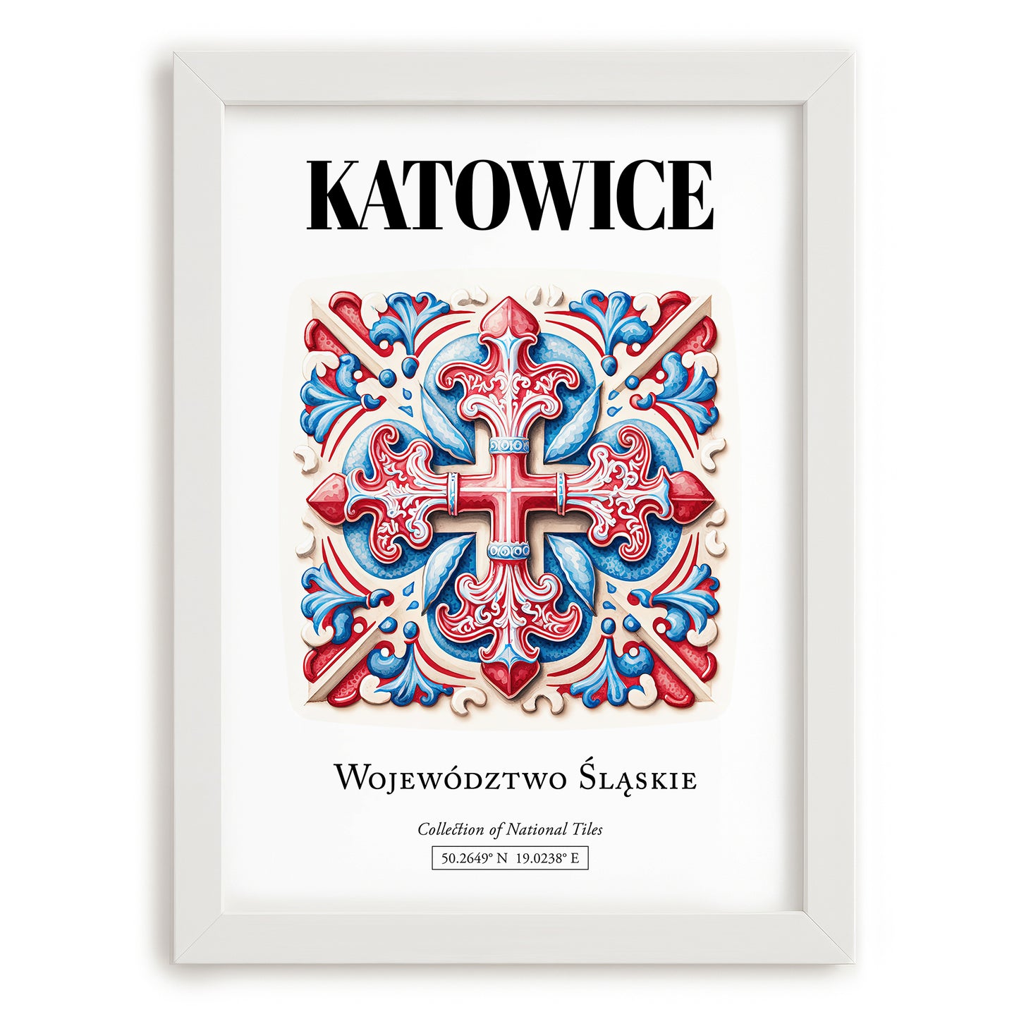 Katowice, Poland – Away From Home Poster, placed in minimal white frame
