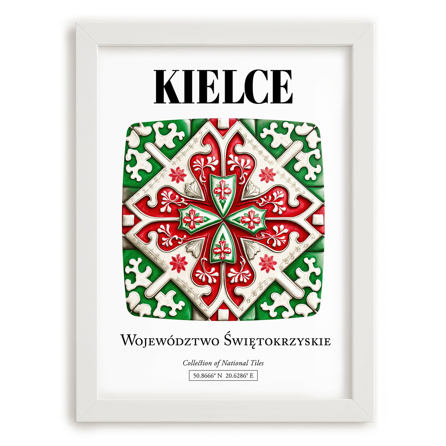 Kielce, Poland – Travel Print, placed in minimal white frame
