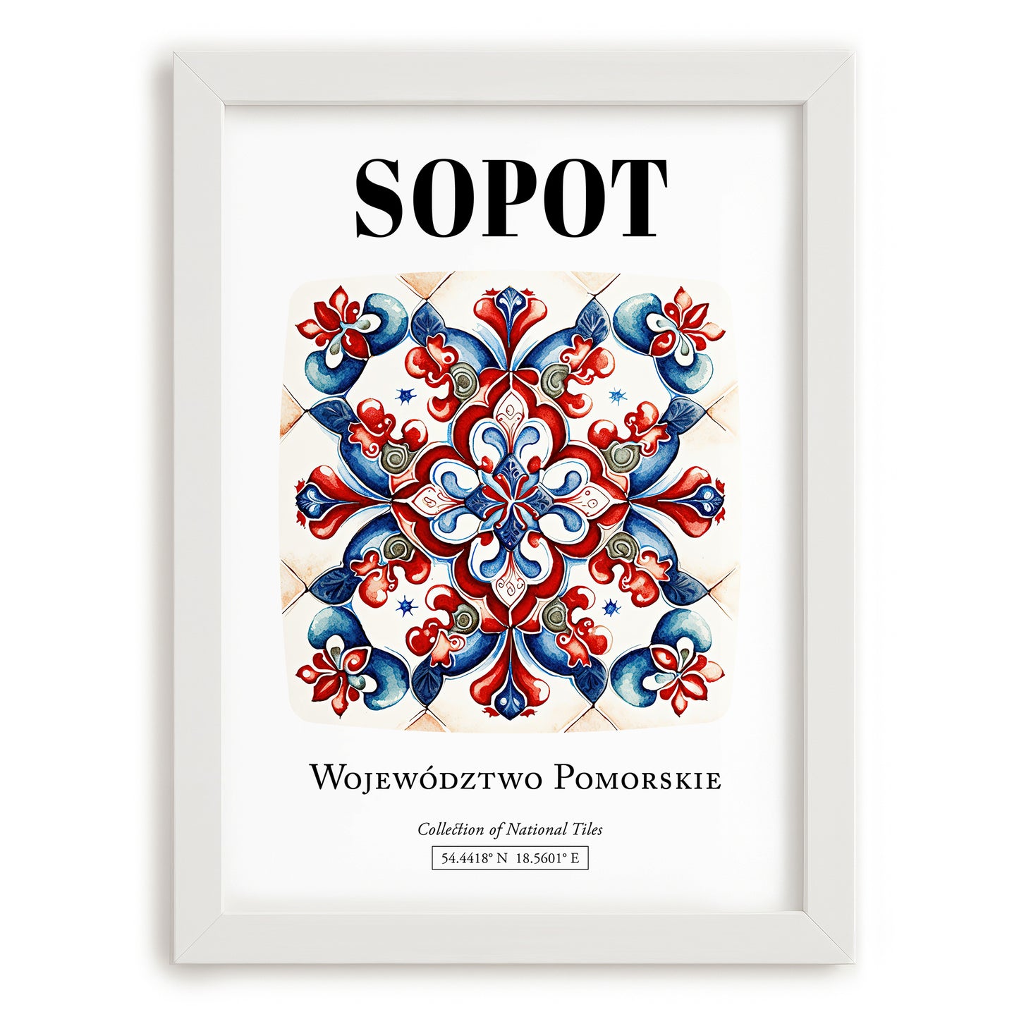 Sopot, Poland – Travel Wall Art, placed in minimal white frame