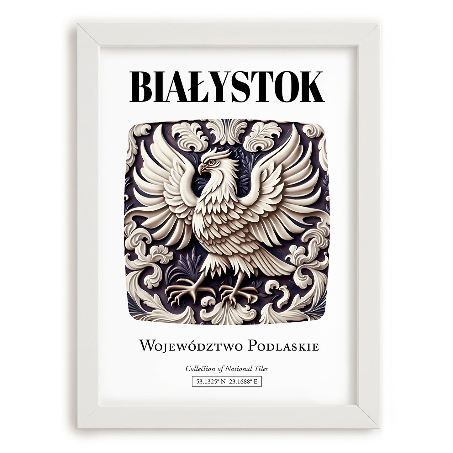 Białystok, Poland – Travel Memories Wall Print, placed in minimal white frame