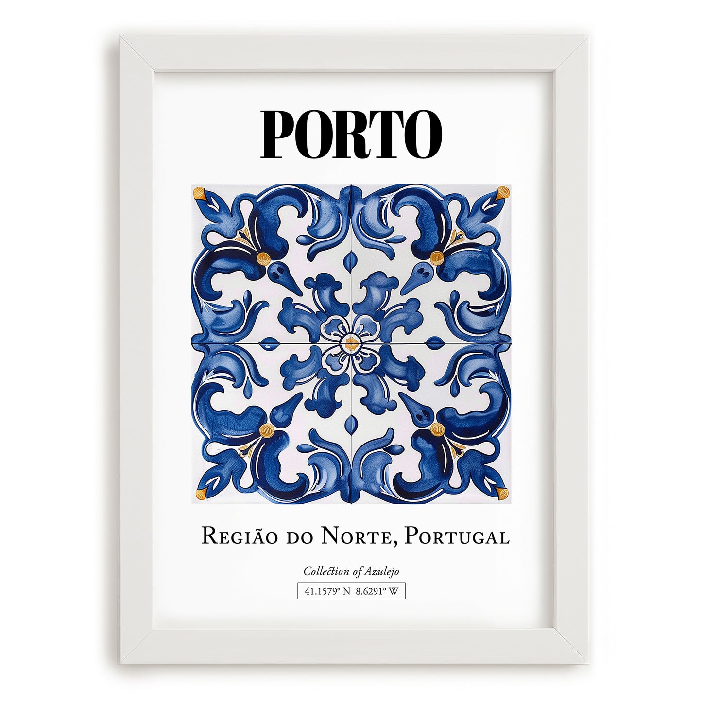 Porto, Portugal – Travel Poster, placed in minimal white frame