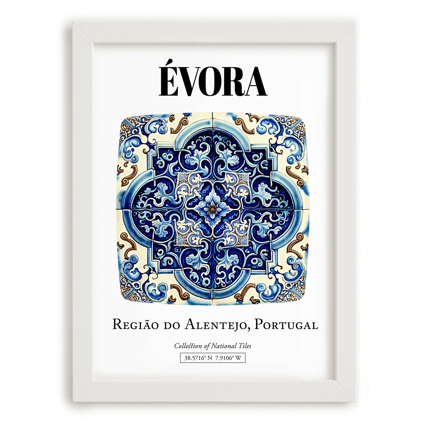 Évora, Portugal – National Pride Wall Decor, placed in minimal white frame