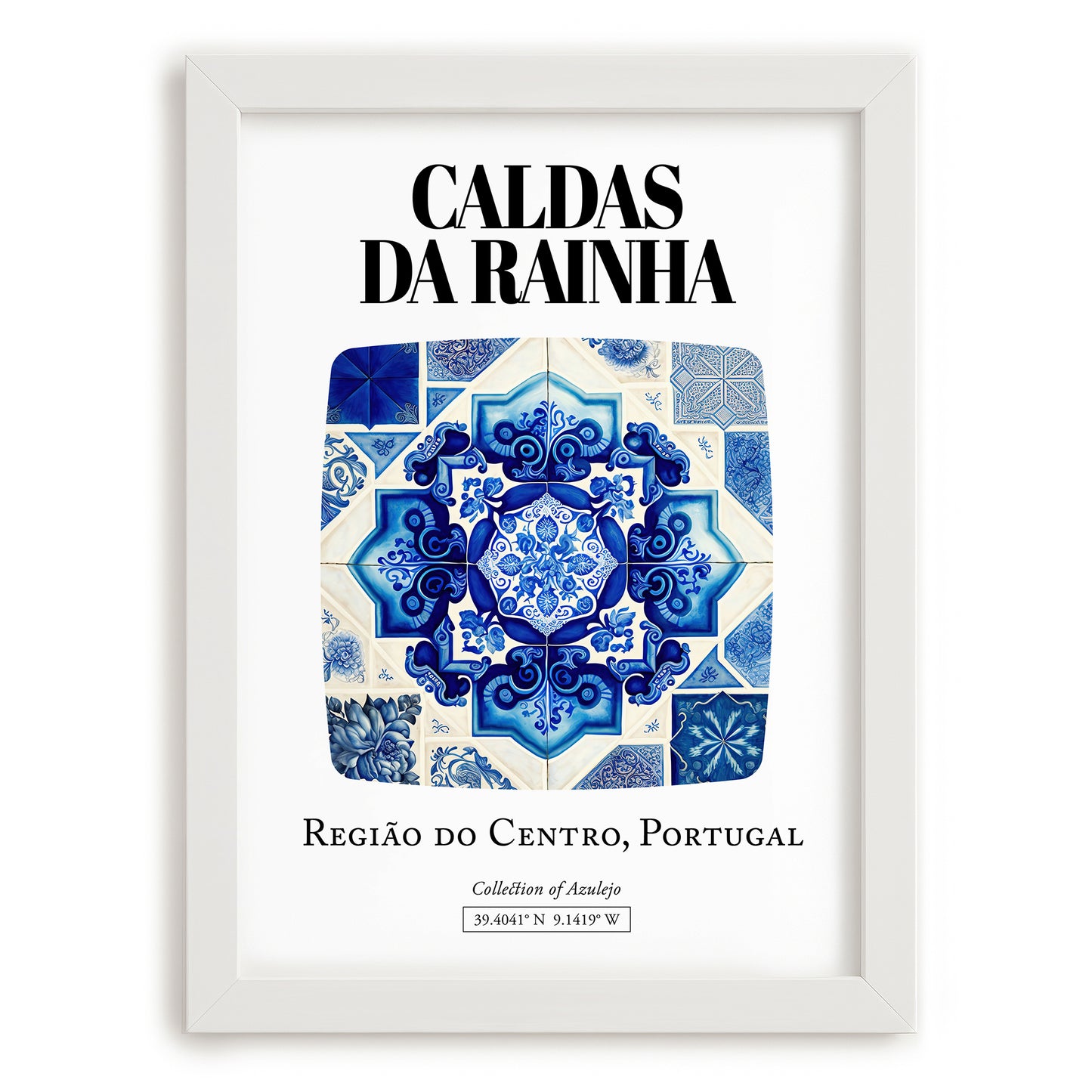 Caldas Da Rainha, Portugal – Away From Home Poster, placed in minimal white frame