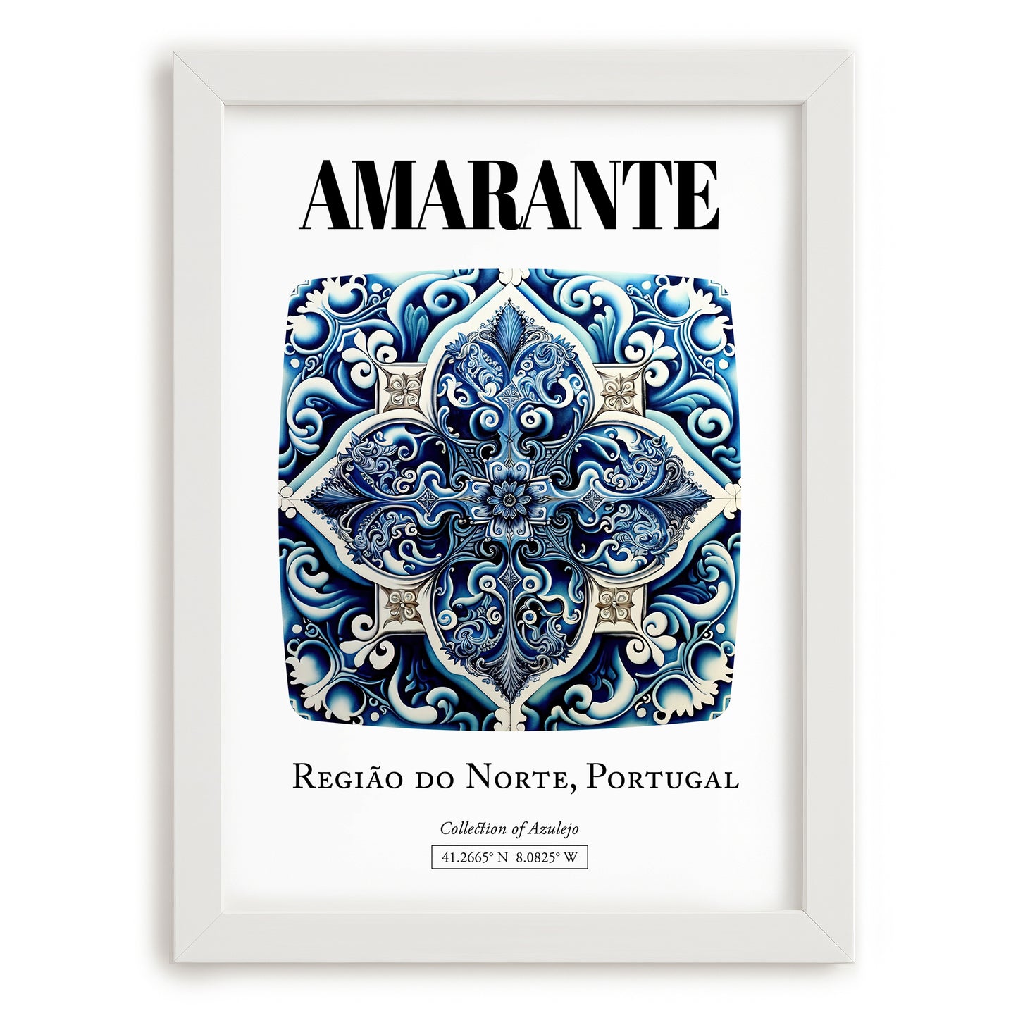 Amarante, Portugal – Travel Print, placed in minimal white frame