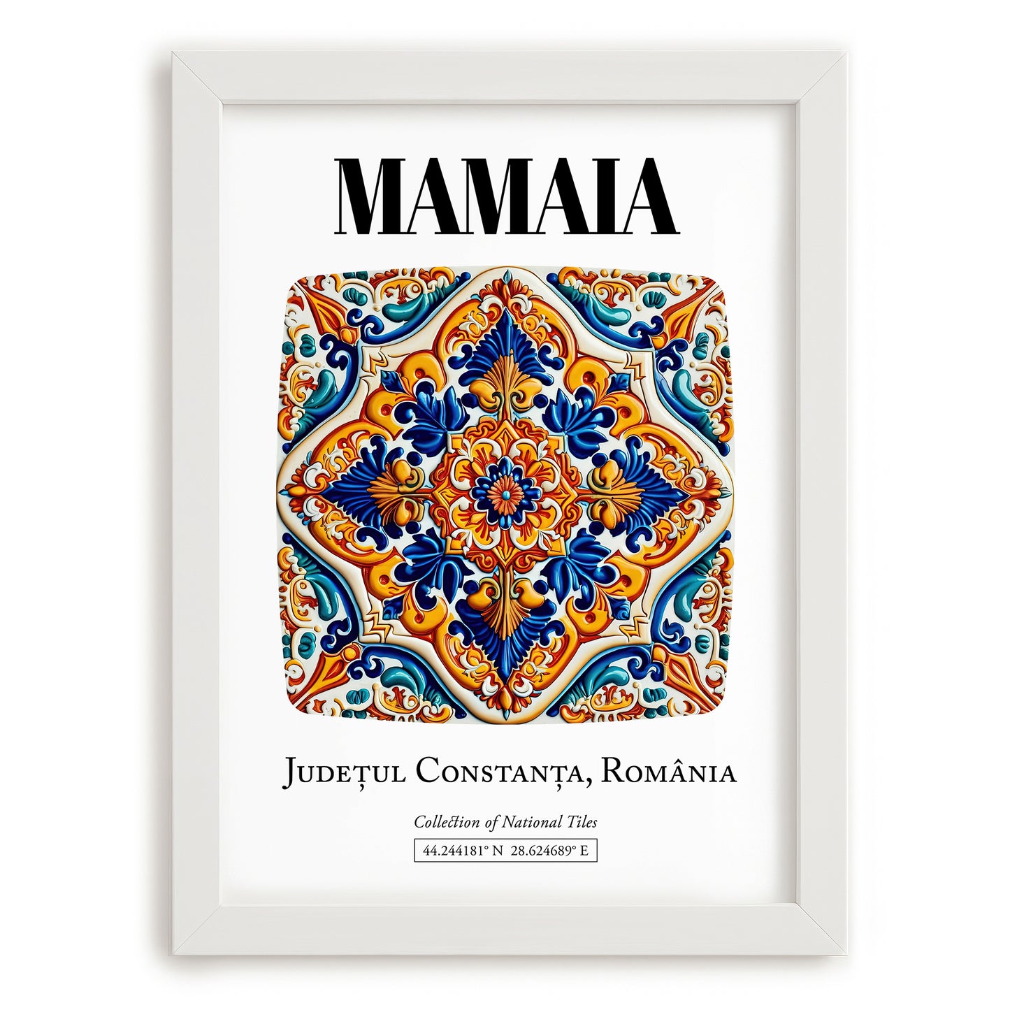 Mamaia, Romania – Travel Print, placed in minimal white frame