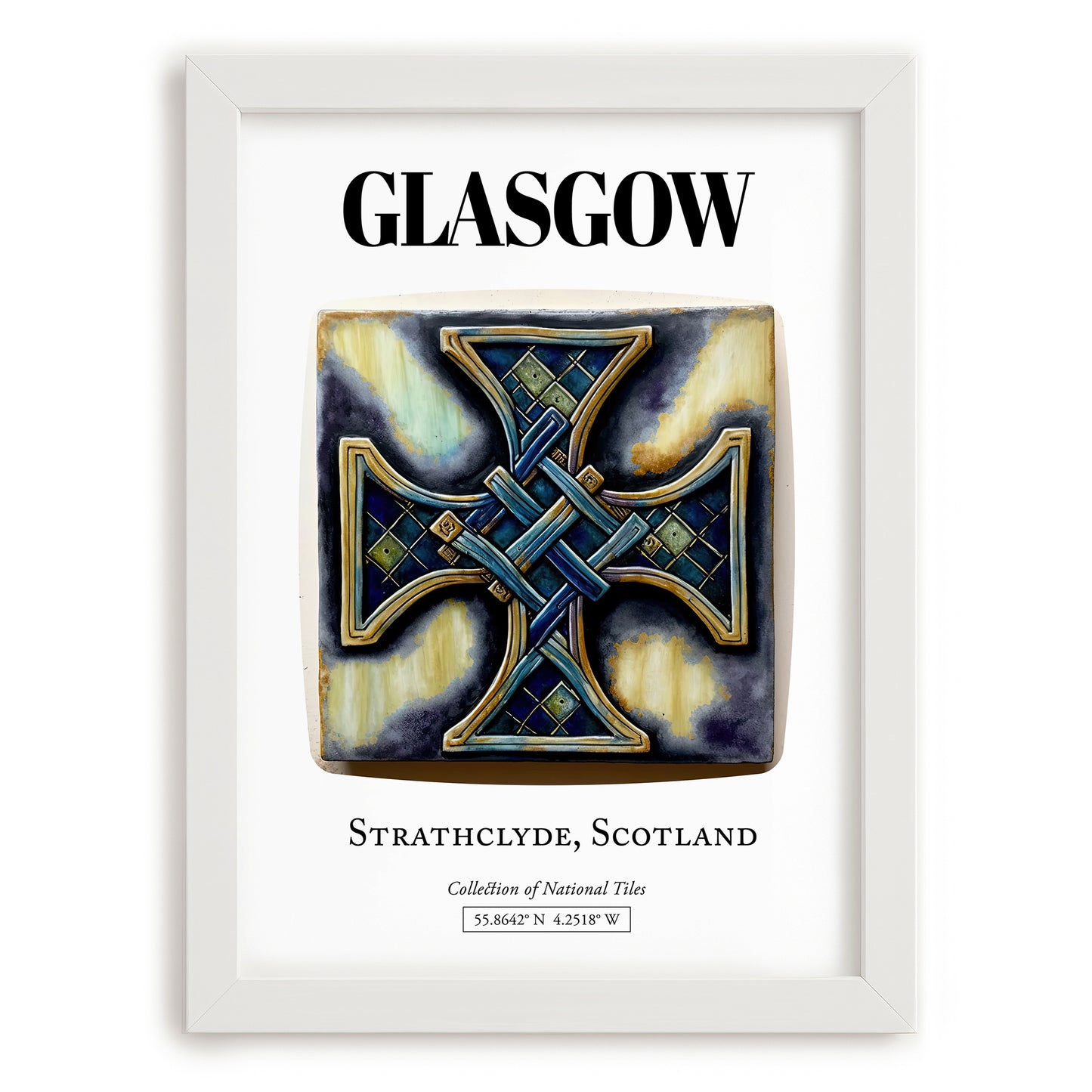 Glasgow, Scotland – Cultural Heritage Wall Art, placed in minimal white frame