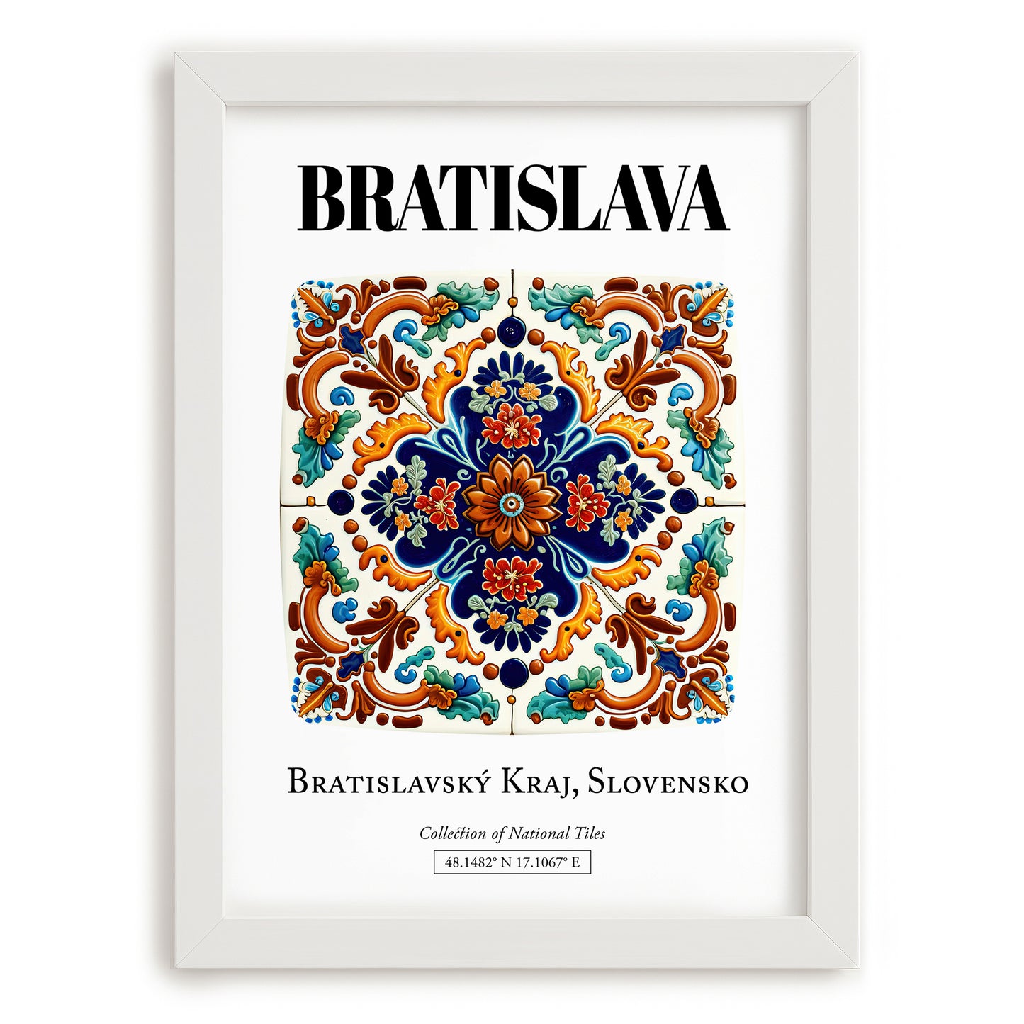 Bratislava, Slovakia – Travel Print, placed in minimal white frame