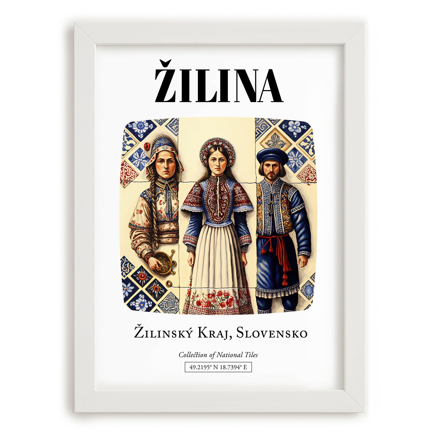 Žilina, Slovakia – Travel Poster, placed in minimal white frame