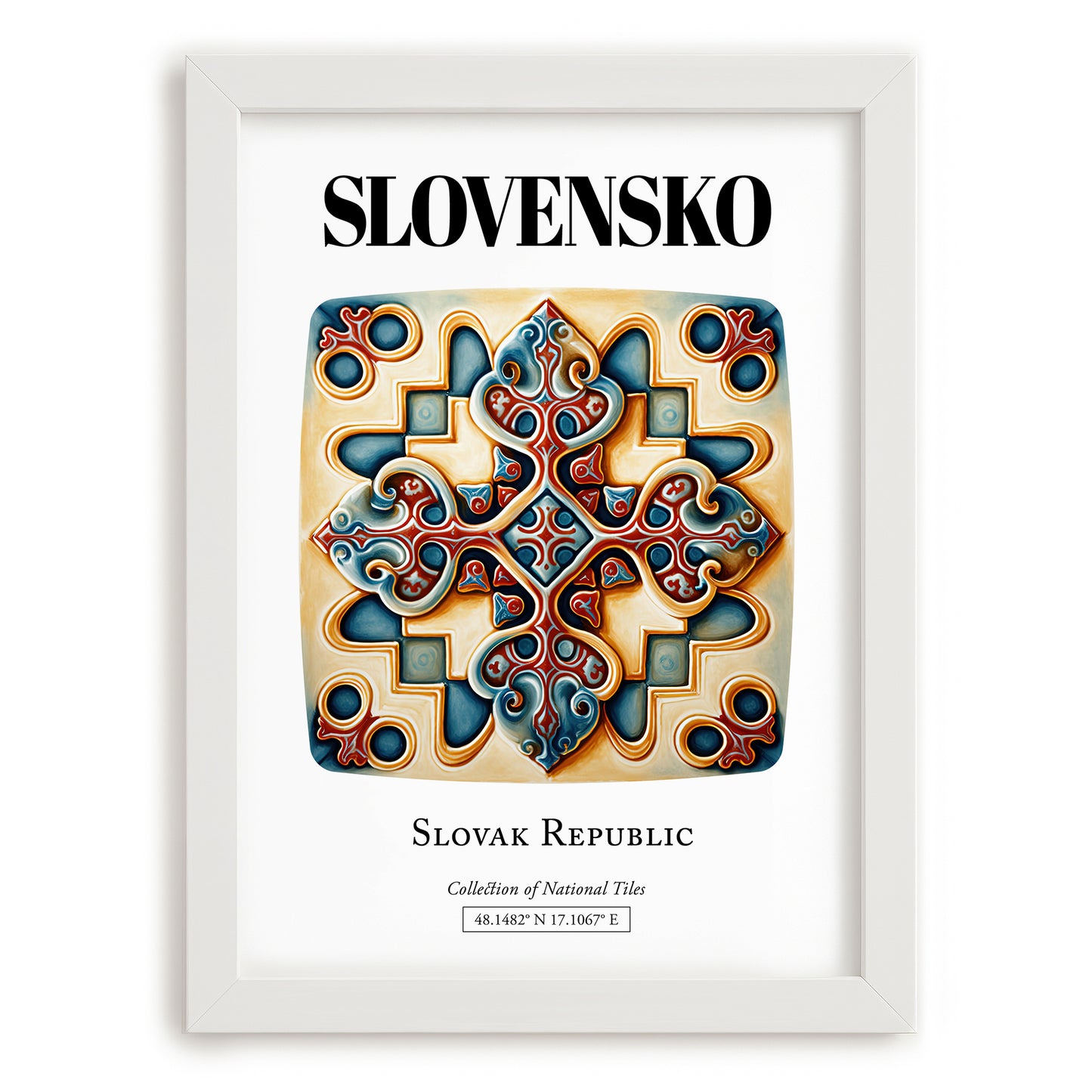 Slovensko, Slovakia – Travel Print, placed in minimal white frame