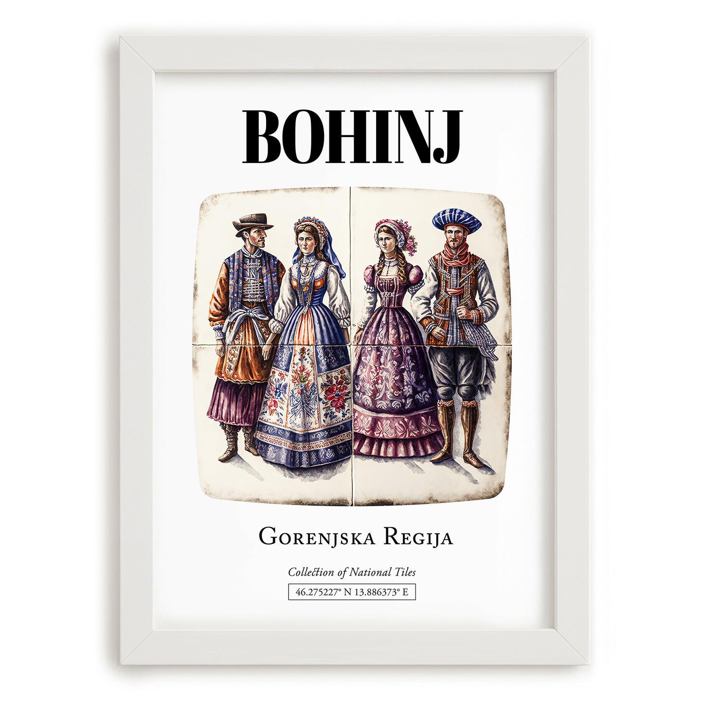 Bohinj, Slovenia – Travel Wall Art, placed in minimal white frame