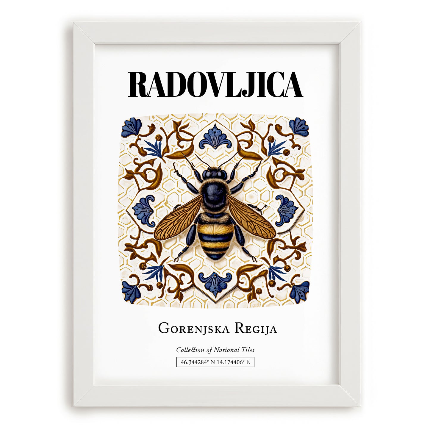 Radovljica, Slovenia – Away From Home Poster, placed in minimal white frame