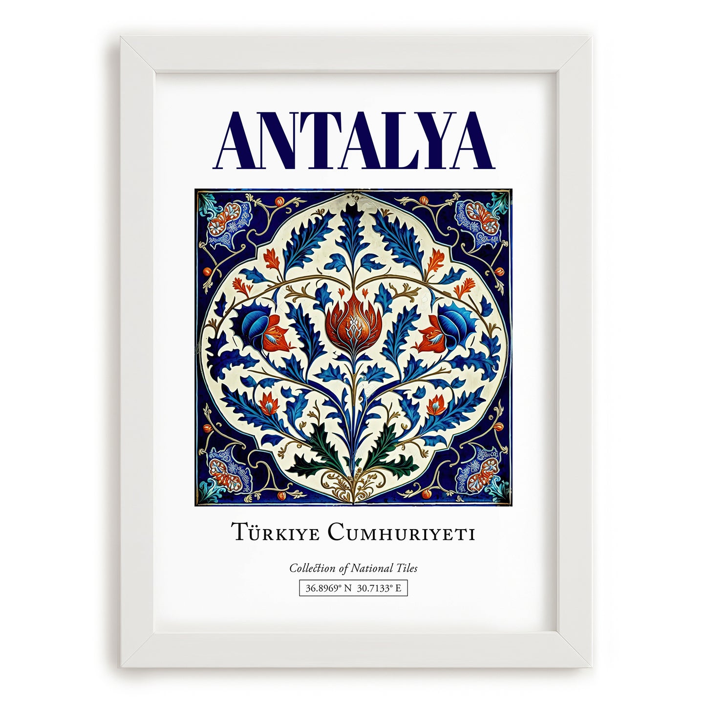 Antalya, Turkey – Global Cities Wall Print, placed in minimal white frame