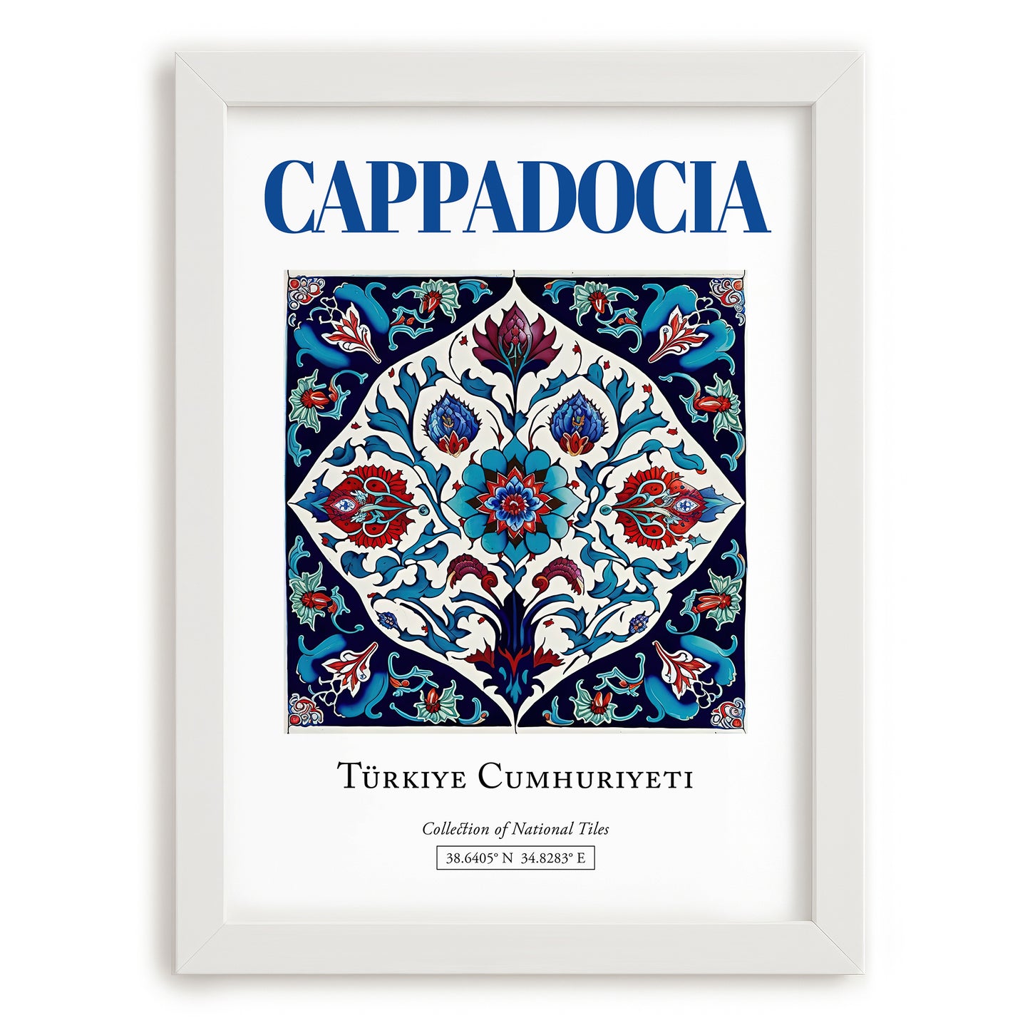 Cappadocia, Turkey – Vintage Travel Poster, placed in minimal white frame