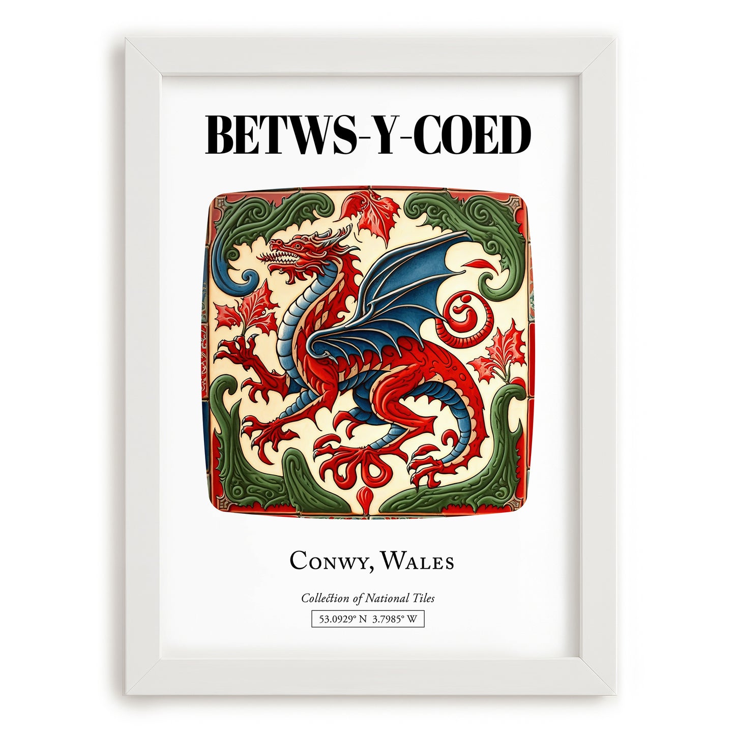 Betws-y-coed, Wales – Travel Print, placed in minimal white frame