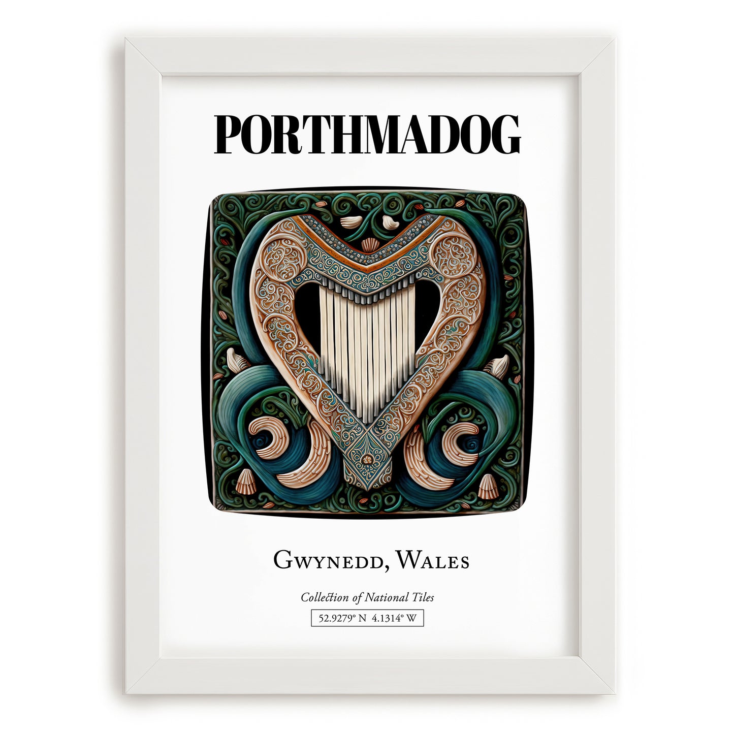 Porthmadog, Wales – Travel Poster, placed in minimal white frame