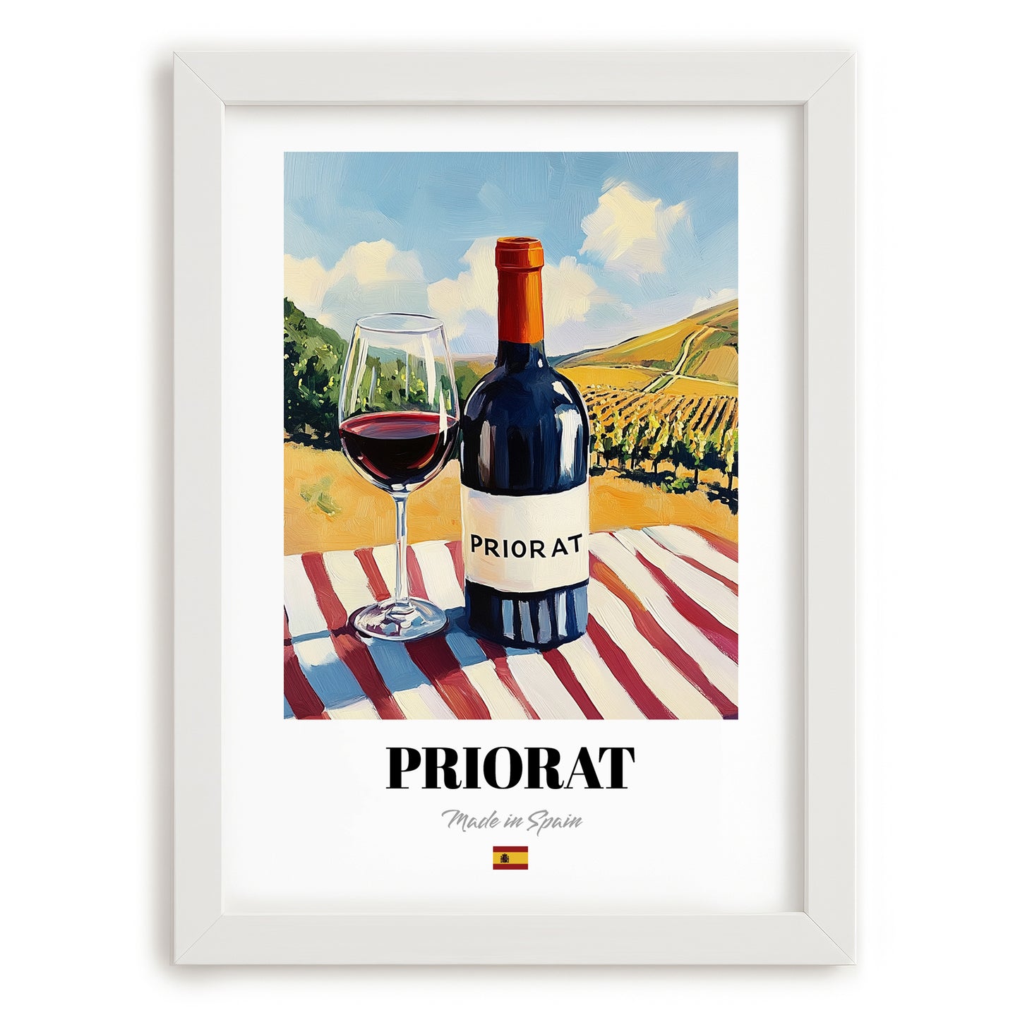 Priorat – Spanish Red Wine, Vinoteca Print, placed in minimal white frame