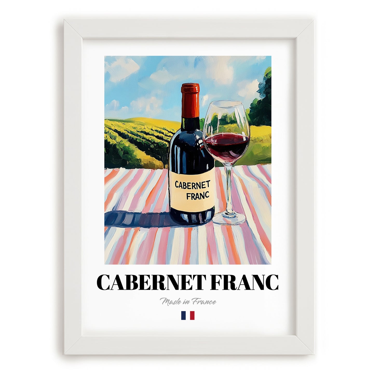 Cabernet Franc – French Red Wine, Enoteca Poster, placed in minimal white frame