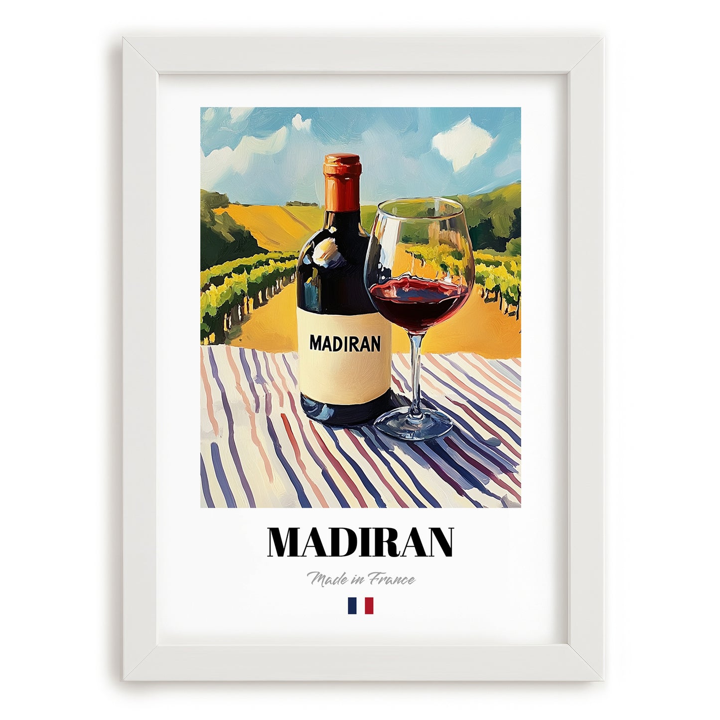 Madiran – French Red Wine, Vinoteca Wall Art, placed in minimal white frame