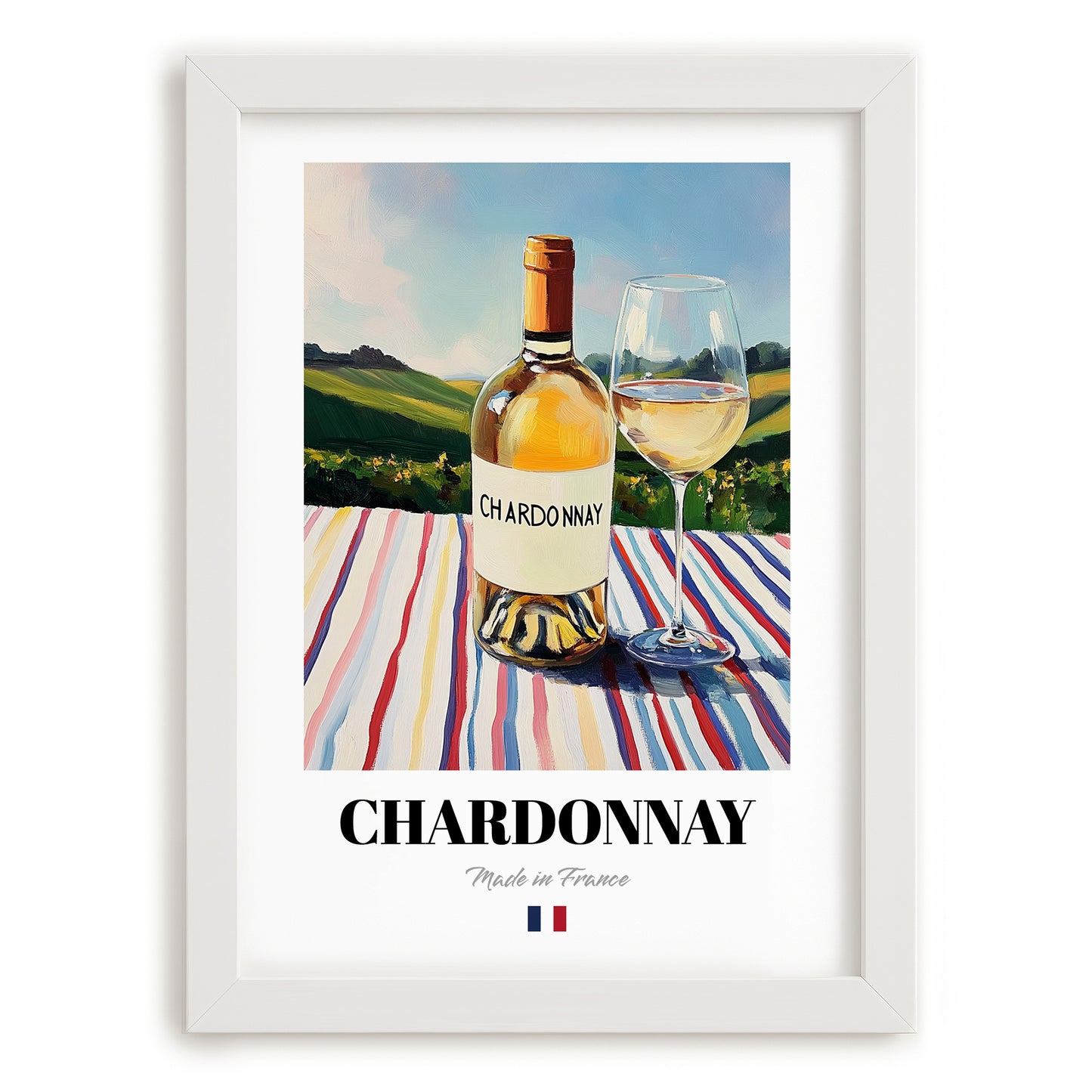 Chardonnay – French White Wine, Vinoteca Wall Art, placed in minimal white frame