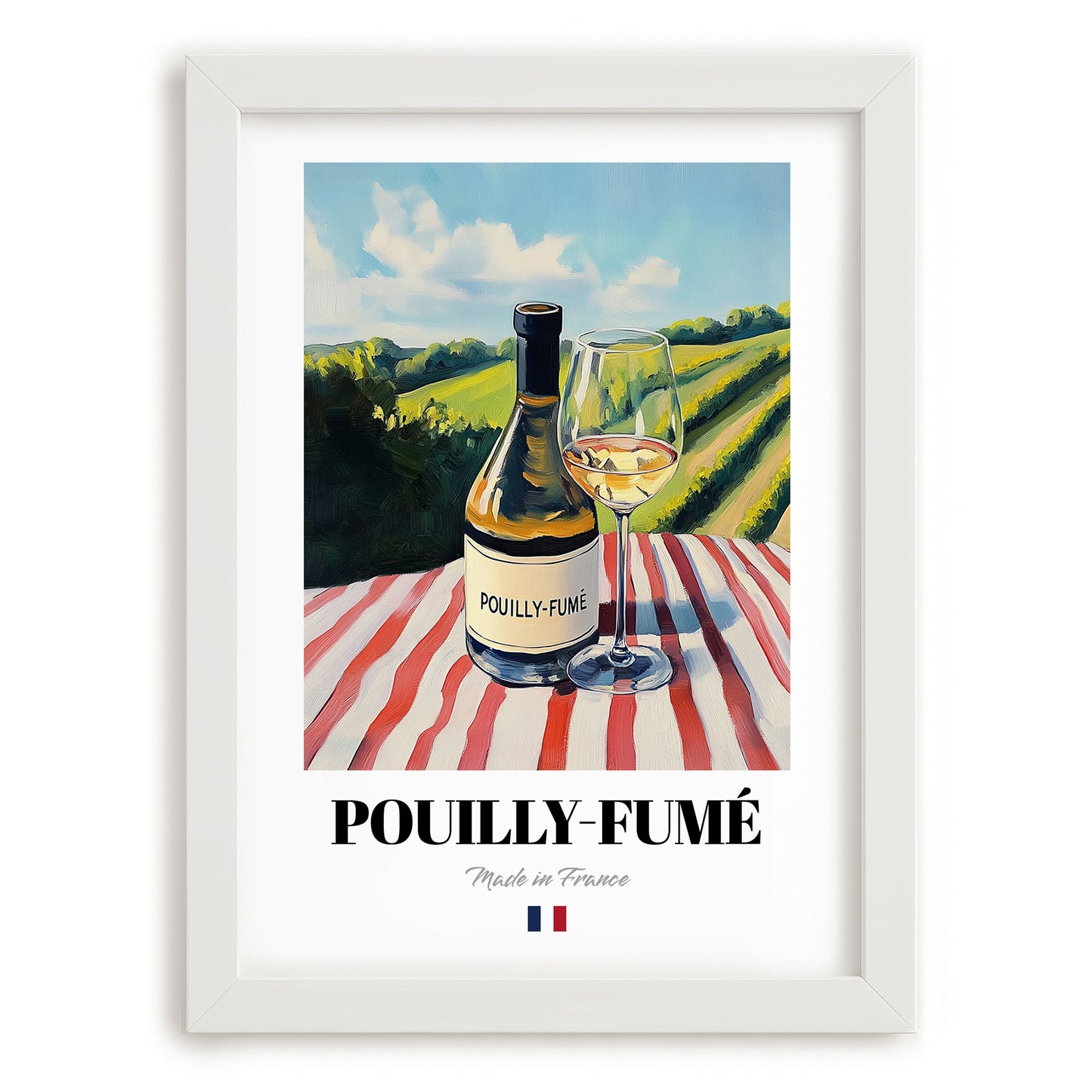 Pouilly-Fumé – French White Wine, Enoteca Illustration, placed in minimal white frame