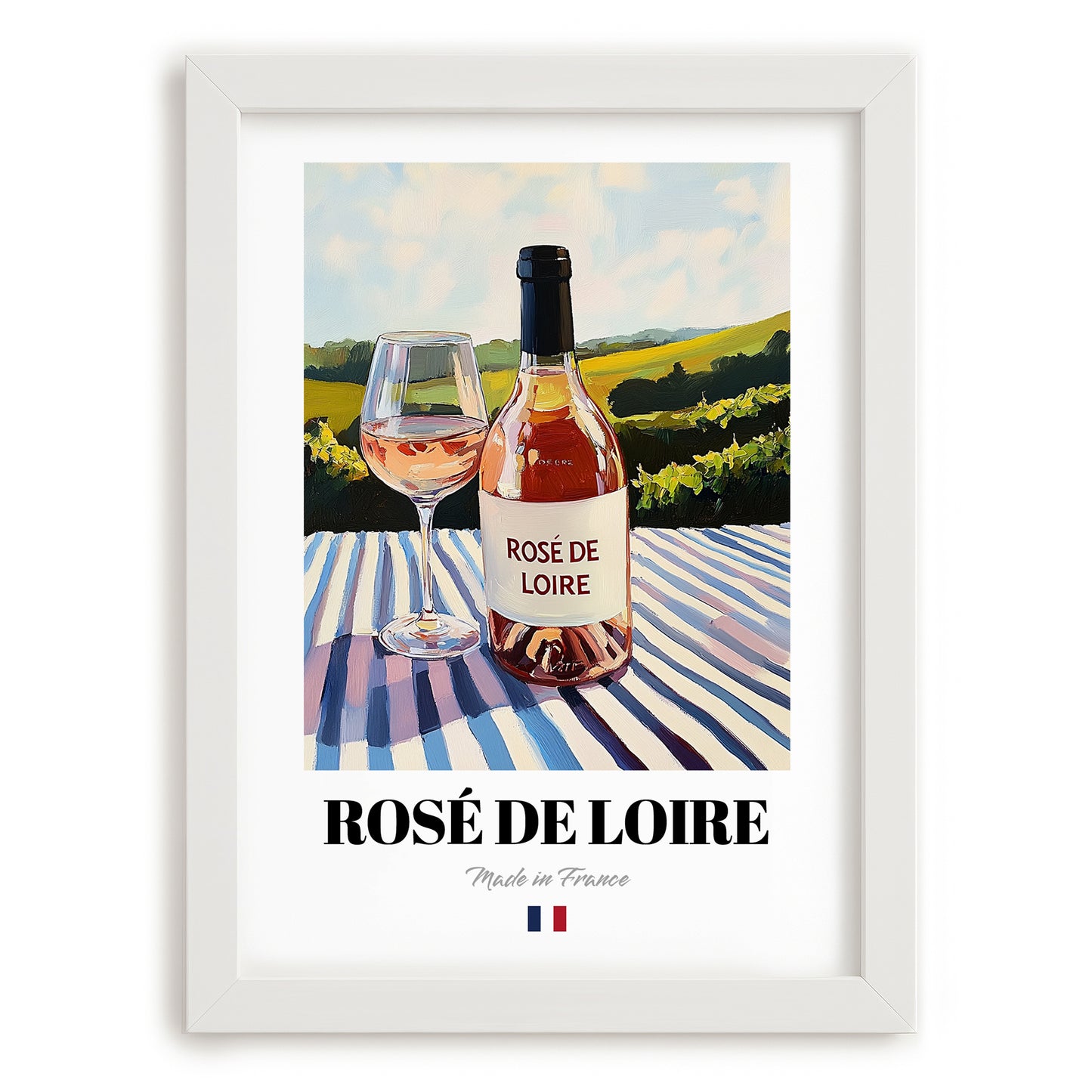 Rosé de Loire – French Rose Wine, Vinoteca Wall Art, placed in minimal white frame