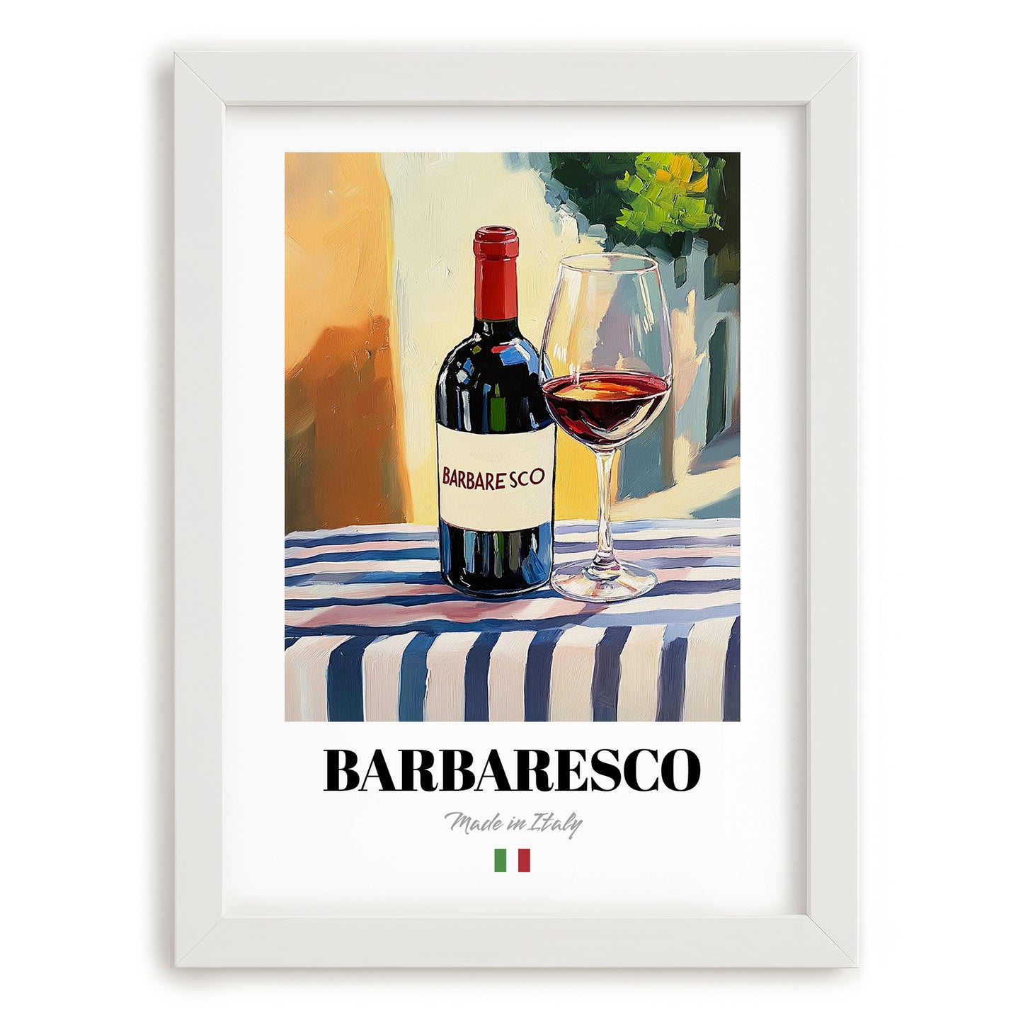 Barbaresco – Italian Red Wine, Wine Bar Poster, placed in minimal white frame