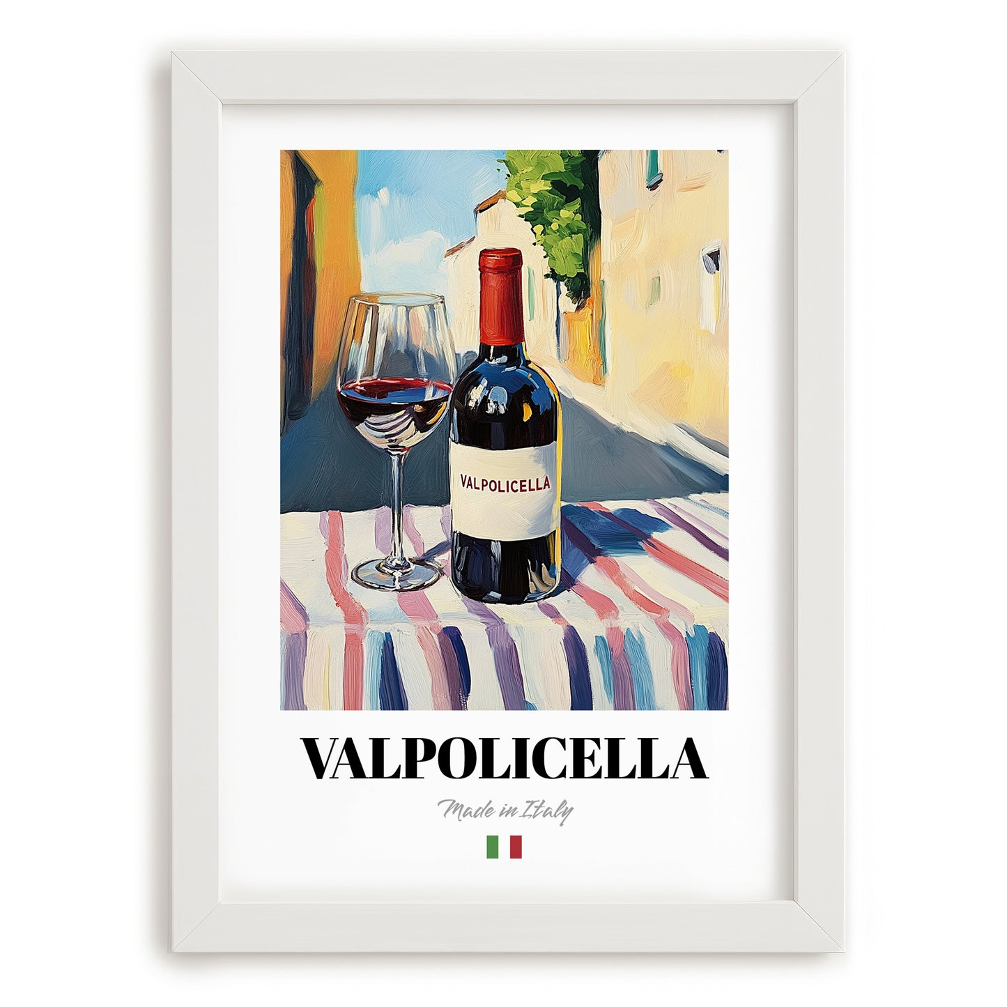 Valpolicella – Italian Red Wine, Tasting Room Poster, placed in minimal white frame