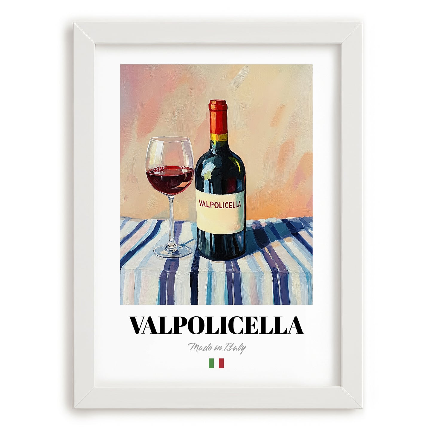 Valpolicella – Italian Red Wine, Bodega Print, placed in minimal white frame
